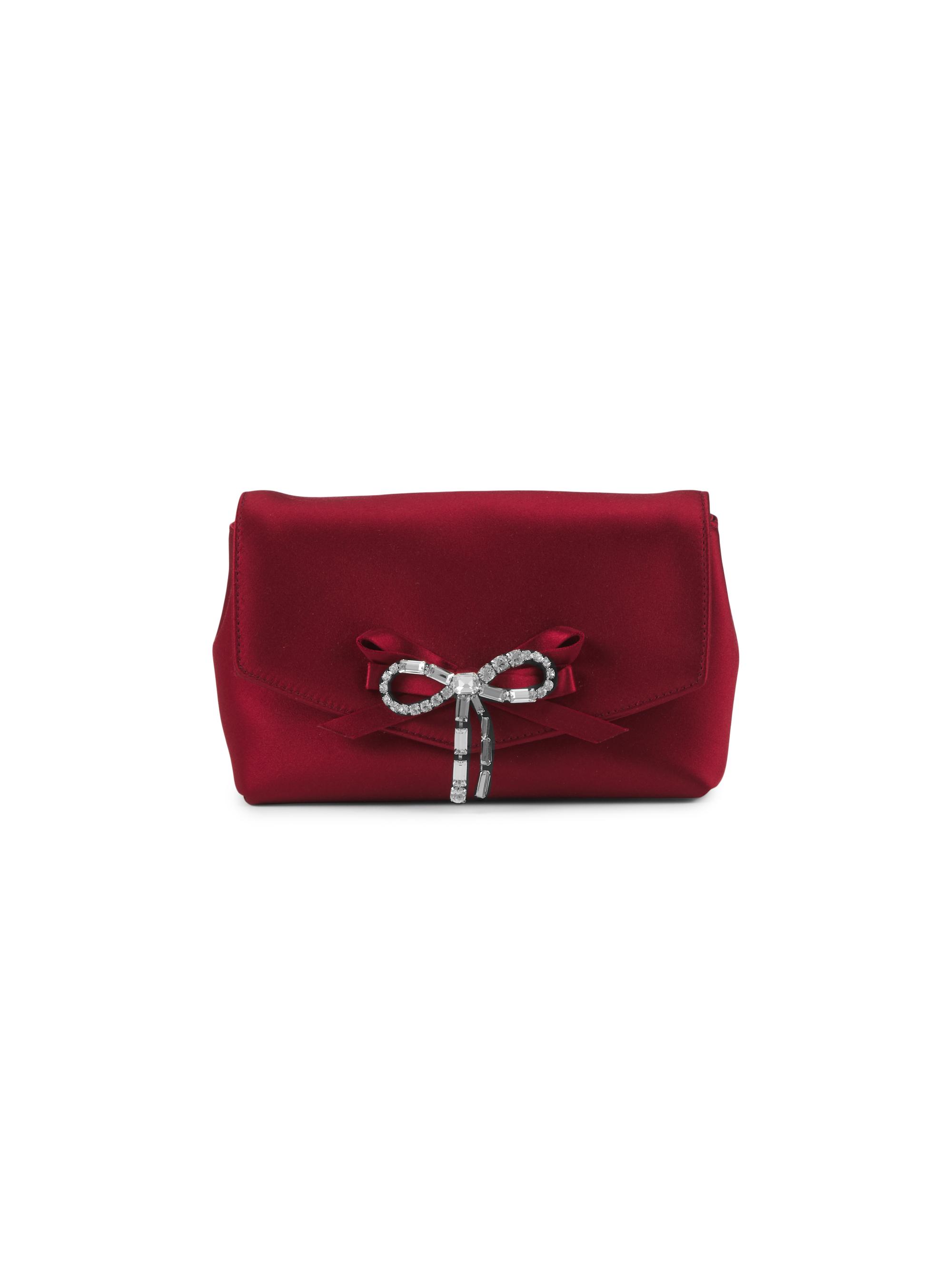 Jimmy Choo Women's Mini Bow Satin Crossbody Bag - Ruby Red Silver