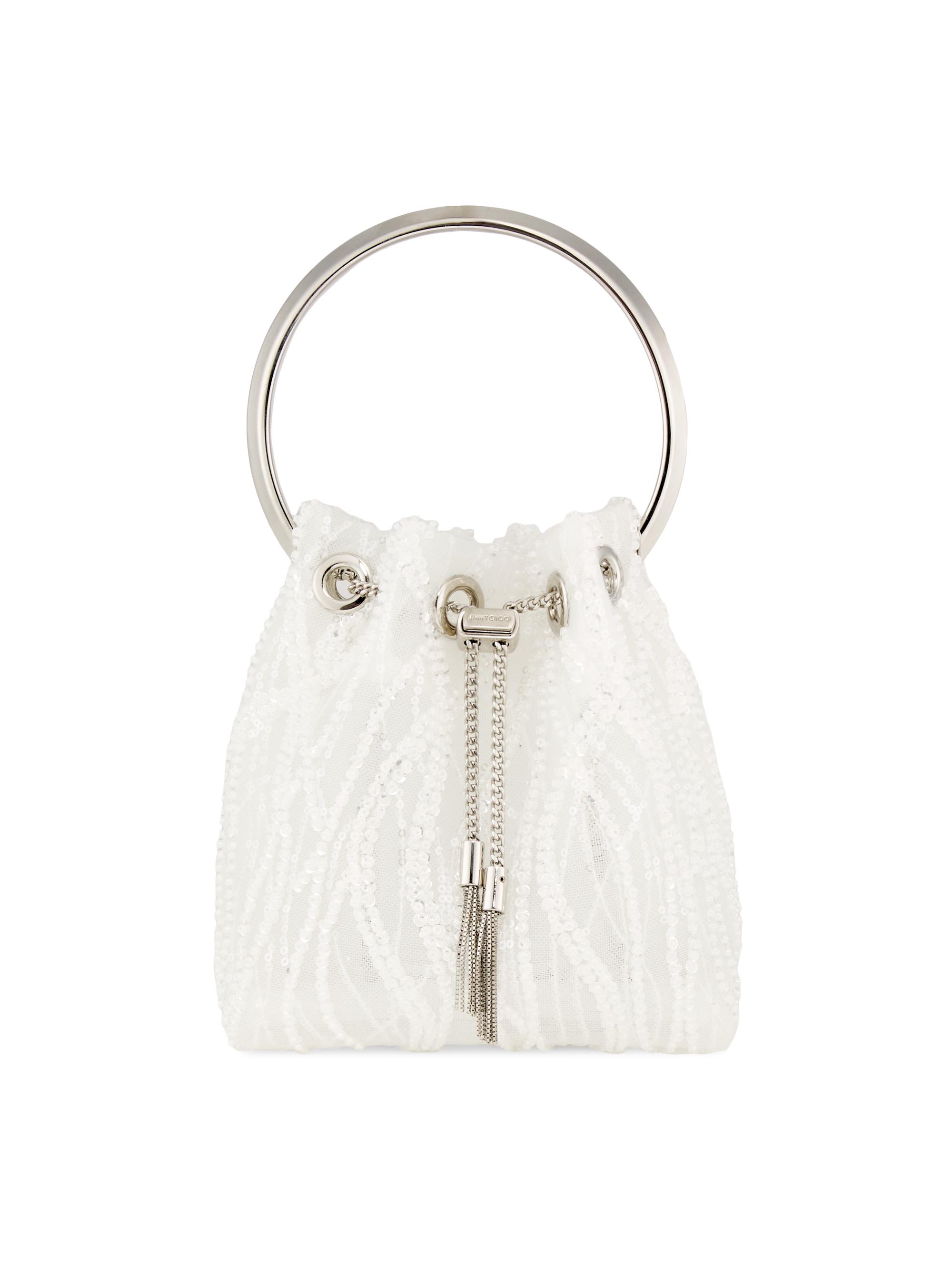 Jimmy Choo Women's Bon Bon Sequined Mesh Top Handle Bag -  Silver