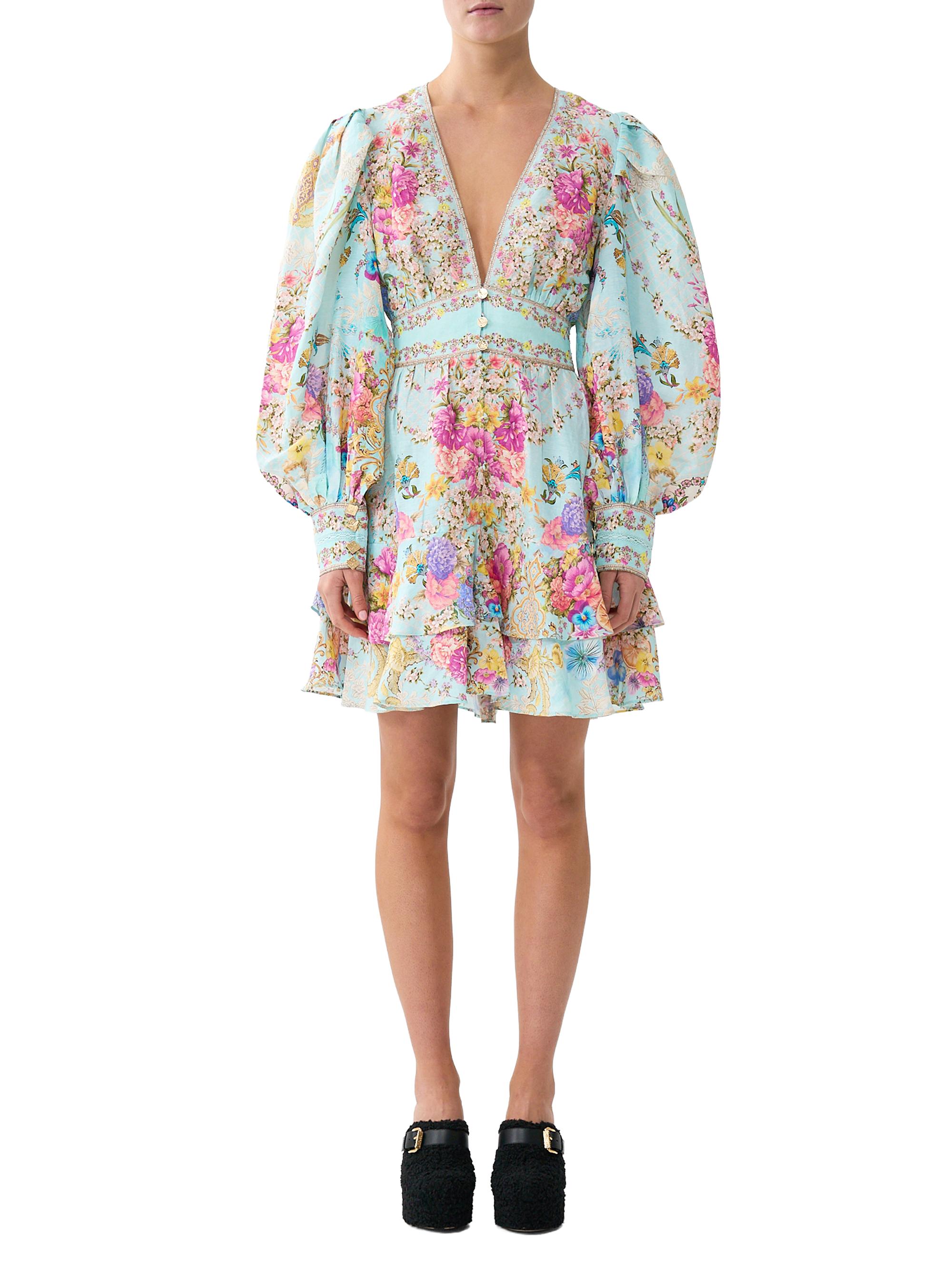 Floral Linen-Blend Minidress