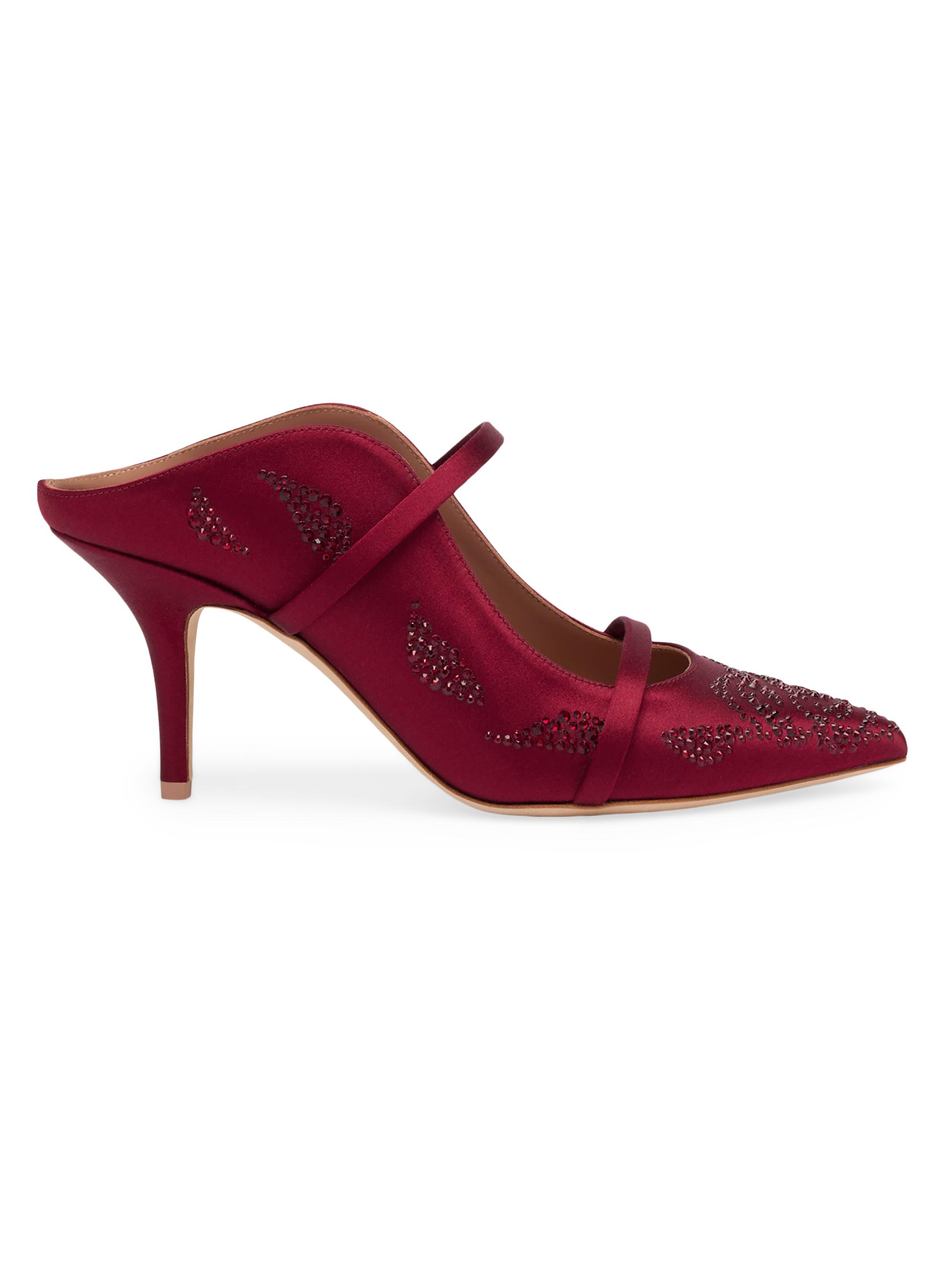 Malone Souliers Women's Maureen 0MM Satin Crystal-Embellished Mules - Wine