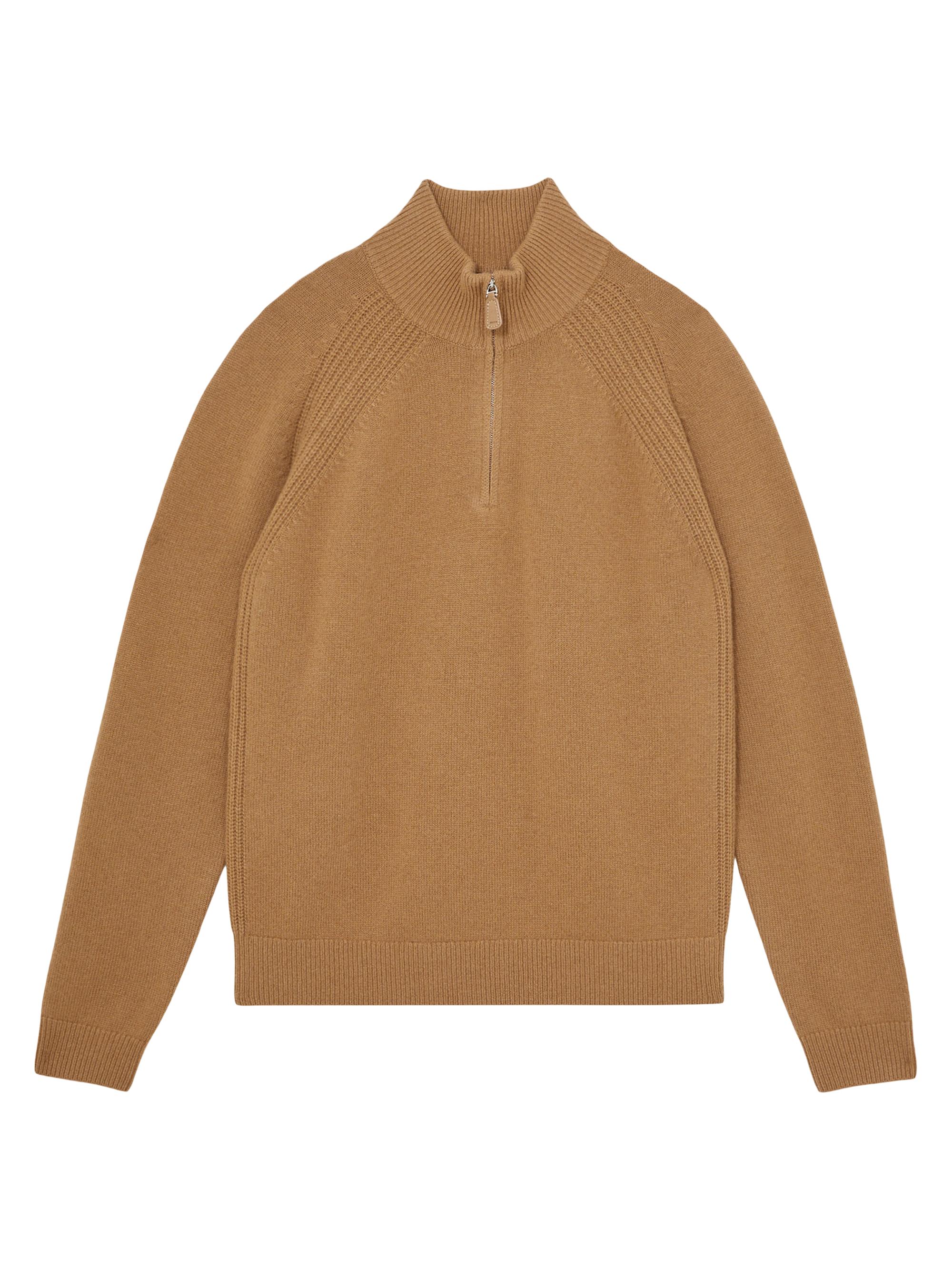 Reiss Men's Charming Wool-Blend Quarter-Zip Sweater - Camel
