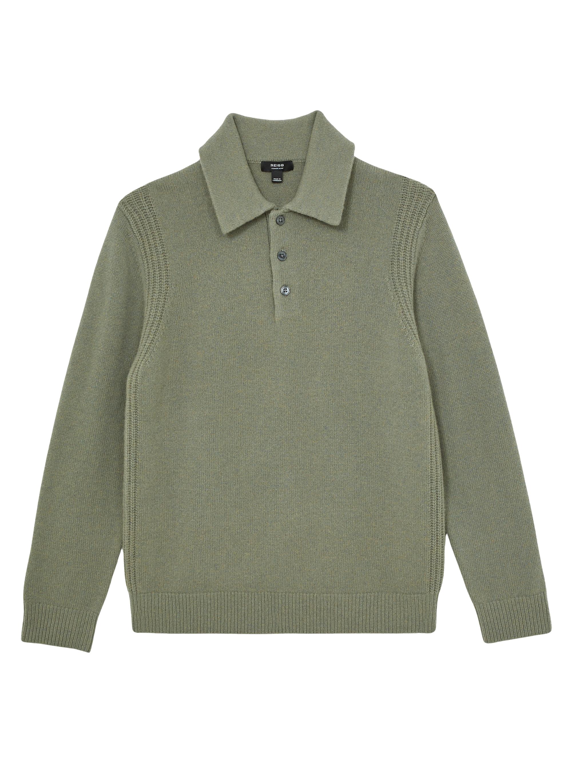 Reiss Men's Deansgate Wool-Blend Polo Sweater - Sage Green