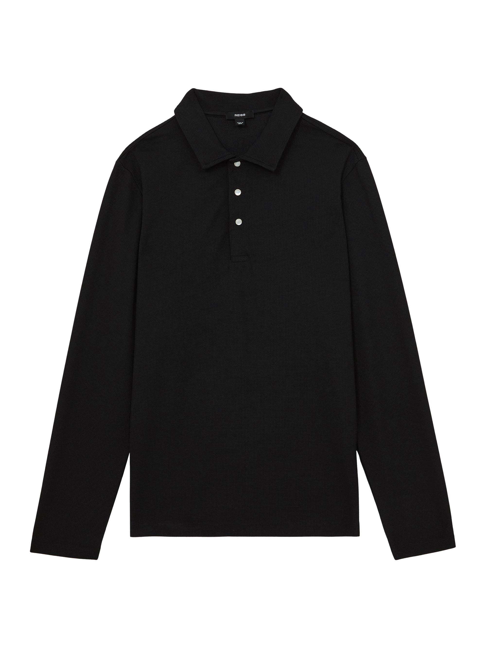 Reiss Men's Tivolli Textured Polo Shirt - Black