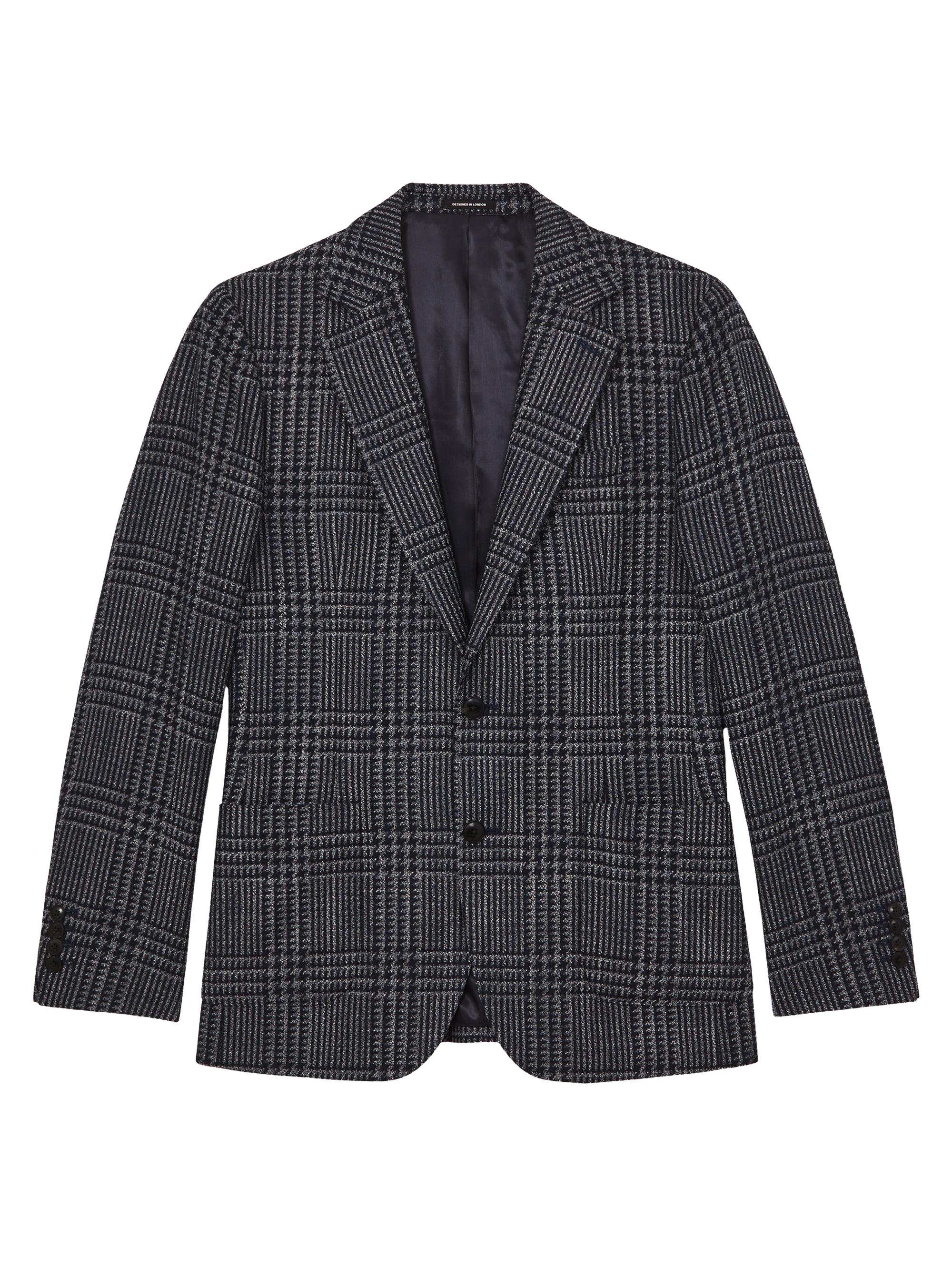 Reiss Men's Jacob Prince of Wales Check Blazer - Navy