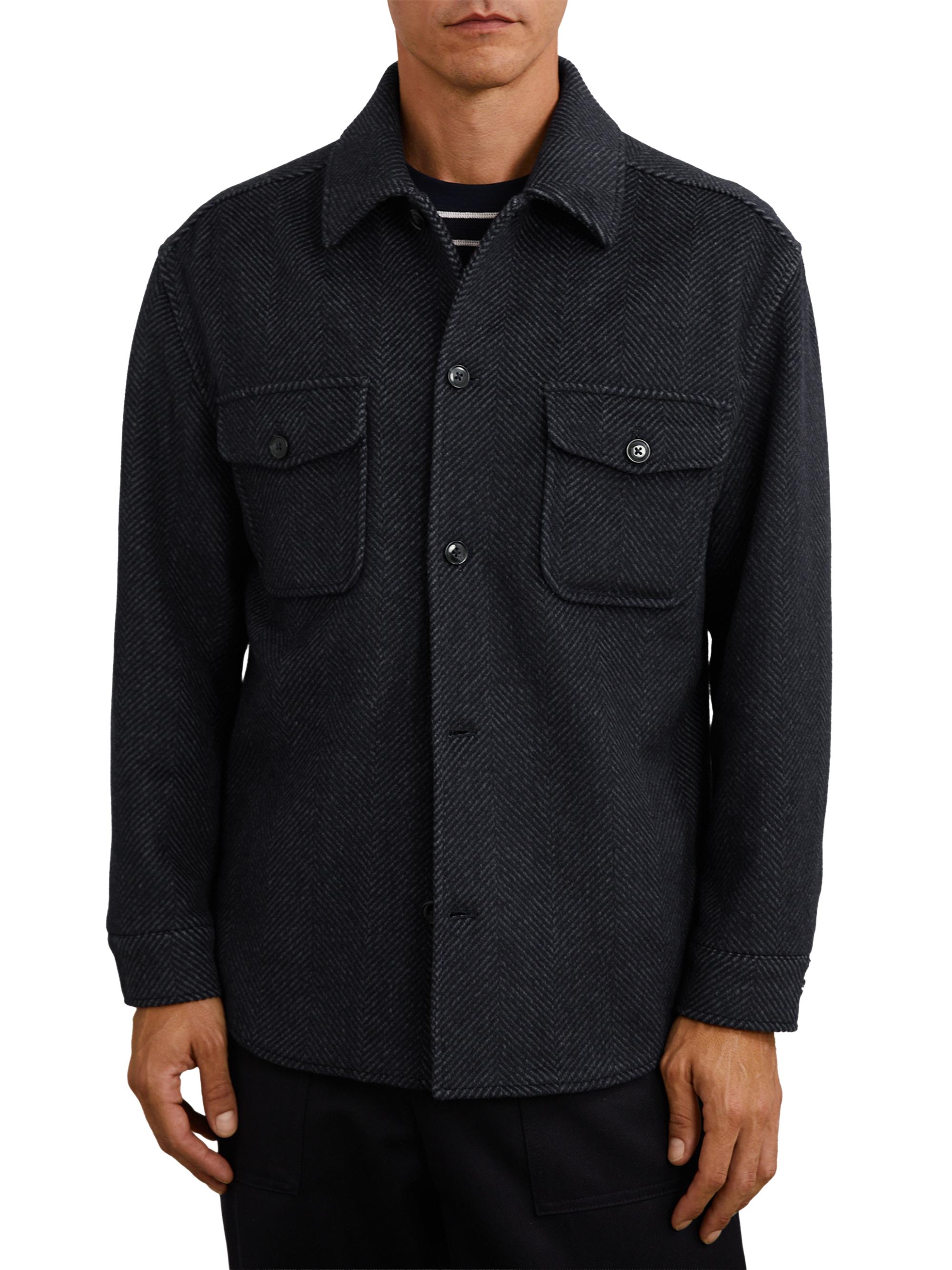Reiss Compton Herringbone Overshirt | Saks Fifth Avenue