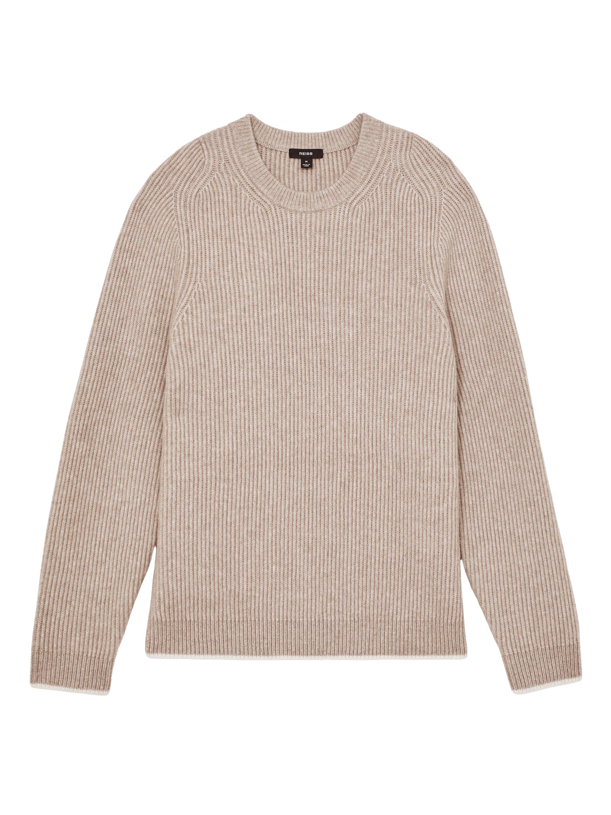 Reiss Men's Crammond Brushed Wool-Blend Sweater - Oatmeal Brown | Thumbnail 6