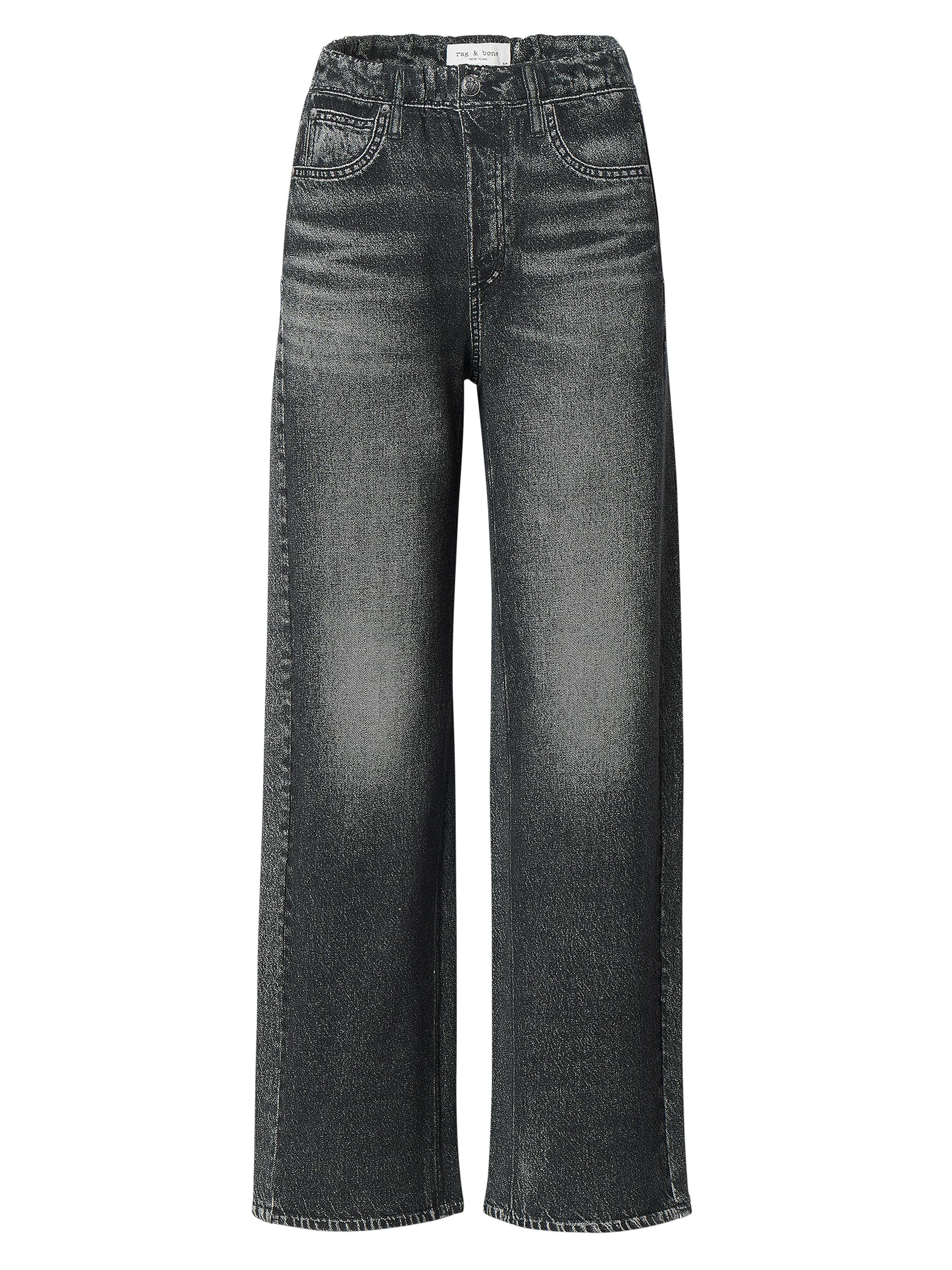 rag & bone Women's rb Miramar Fleece Wide-Leg Pants - Washed Black