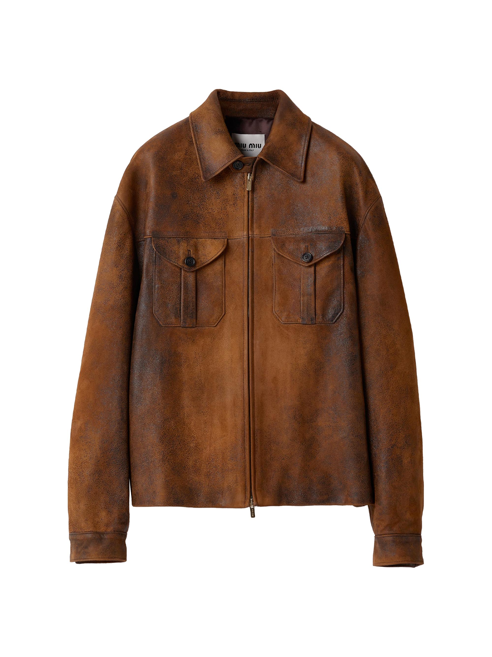 Miu Miu Waxed Suede Leather Jacket | Saks Fifth Avenue