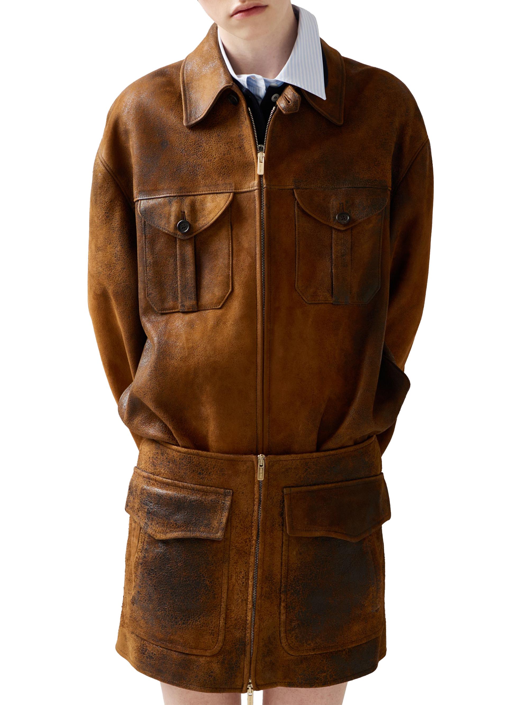Miu Miu Waxed Suede Leather Jacket | Saks Fifth Avenue