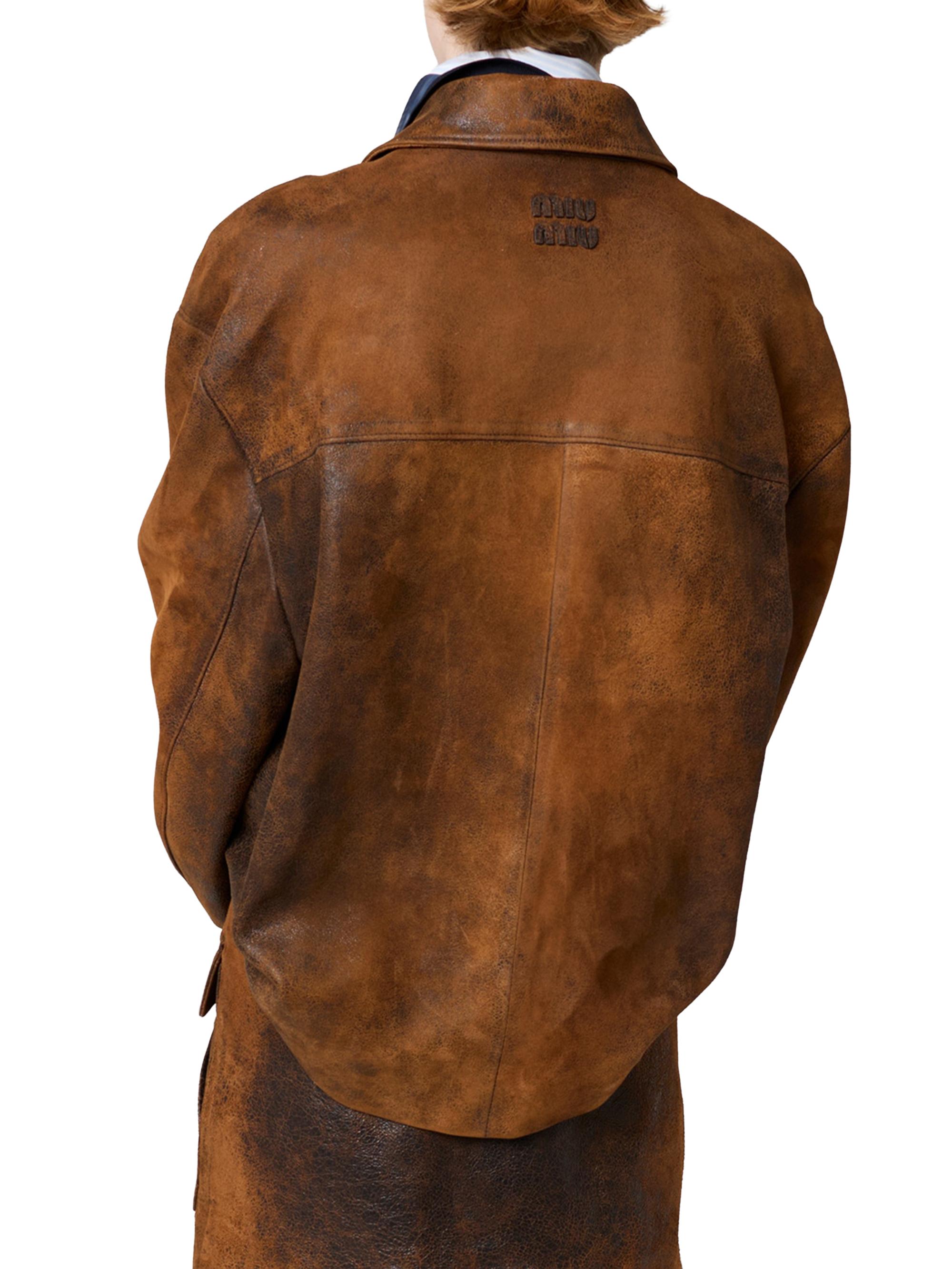 Miu Miu Waxed Suede Leather Jacket | Saks Fifth Avenue