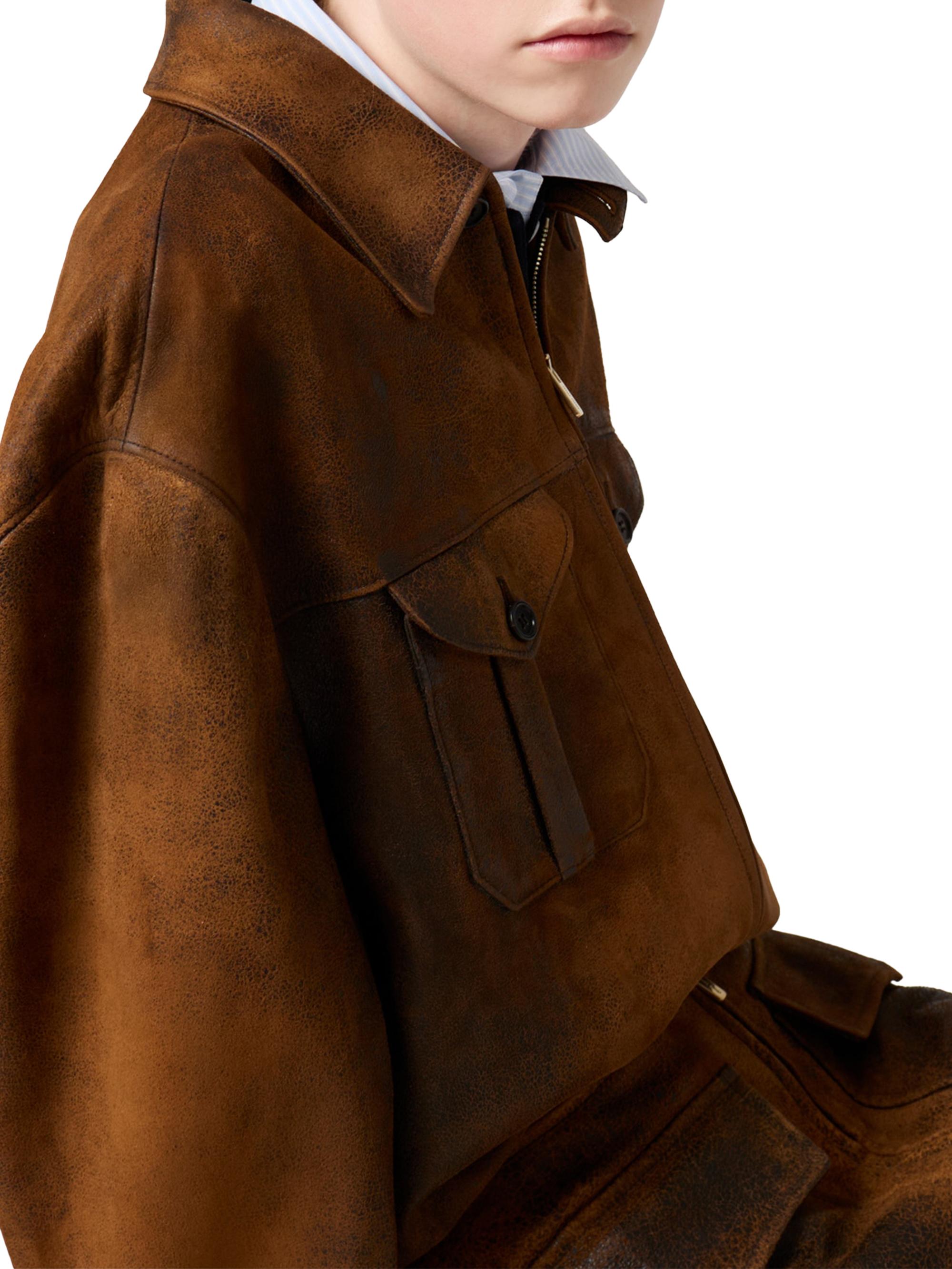 Miu Miu Waxed Suede Leather Jacket | Saks Fifth Avenue