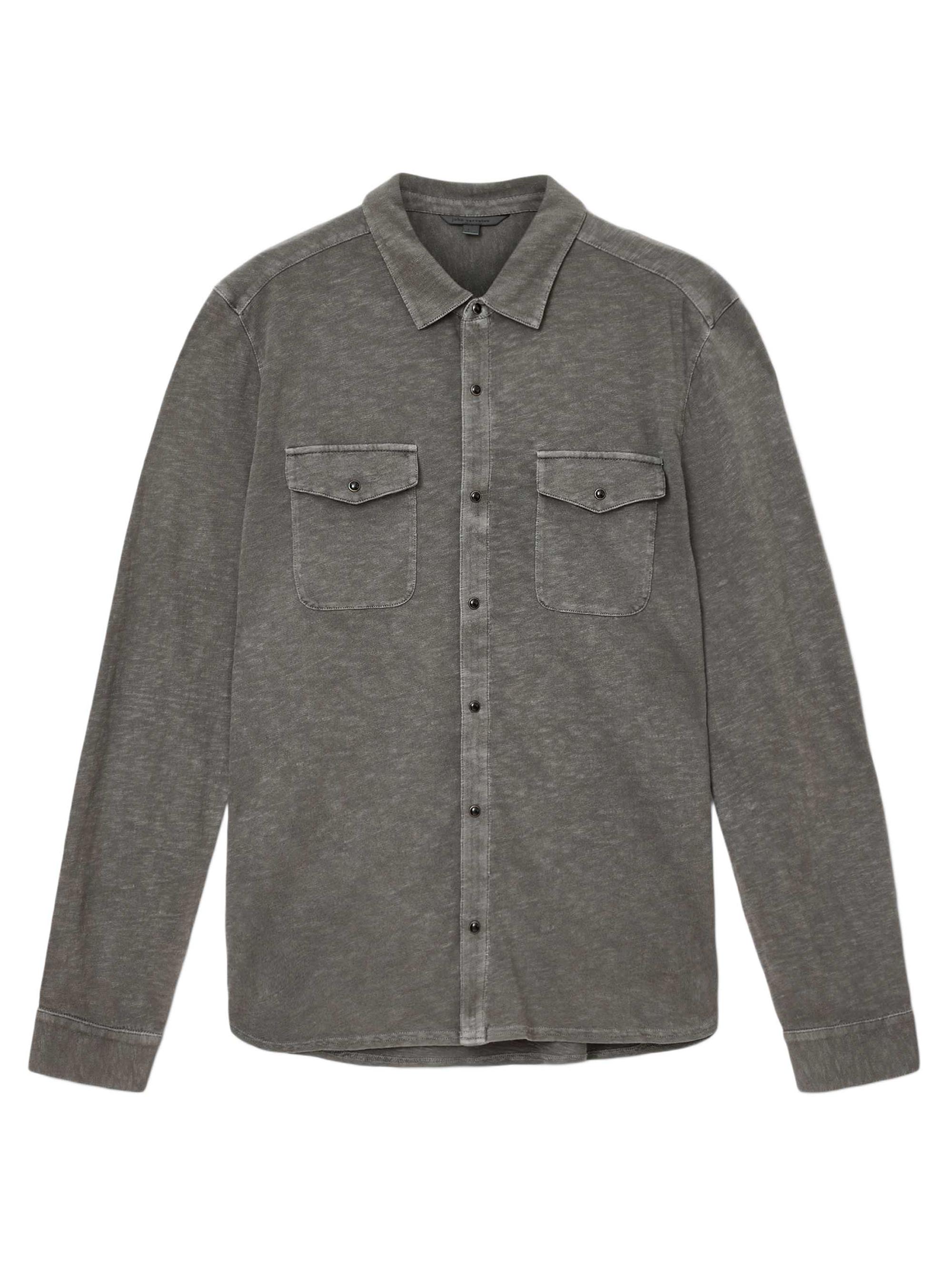 John Varvatos Men's Arvon Knit Western Shirt - Seal Grey