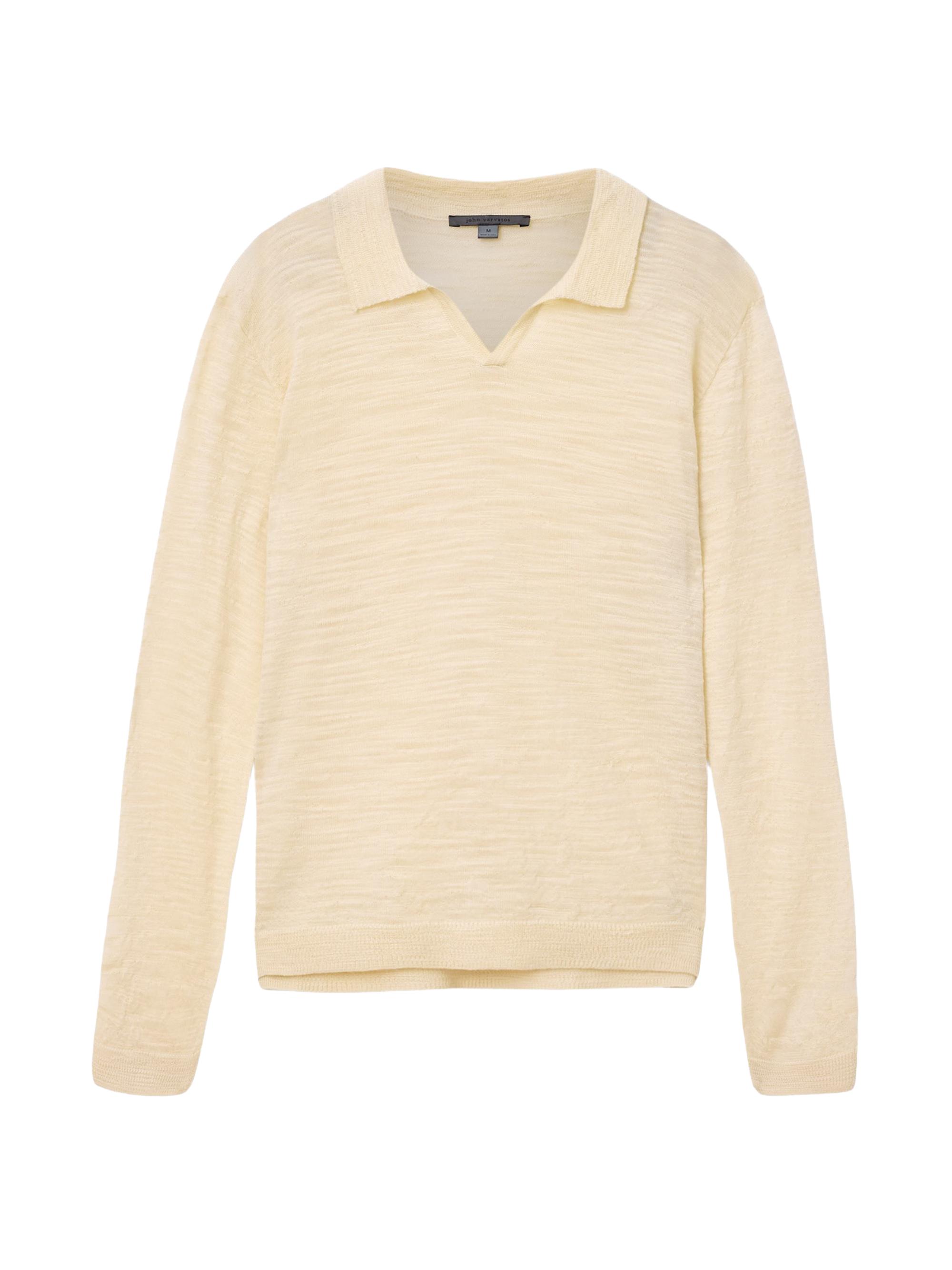 John Varvatos Men's Luciano Slub Wool Polo Sweater - Salt