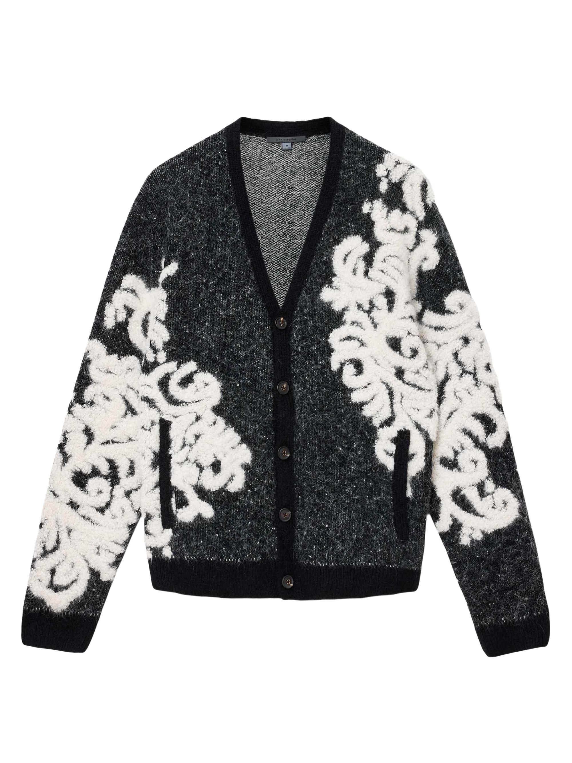 John Varvatos Men's La Morra Filigree Cardigan - Black White