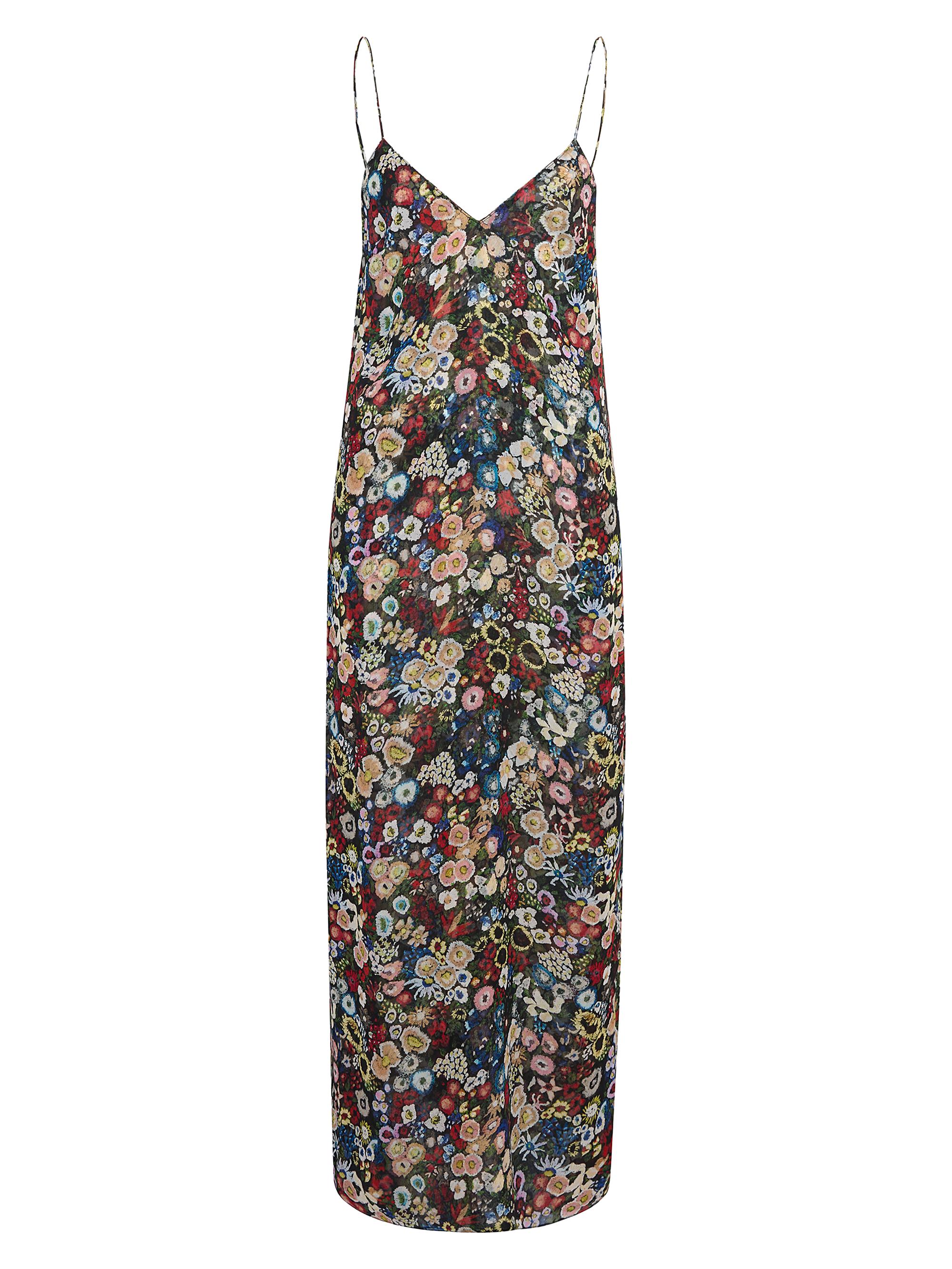 Khaite Women's Taja Floral Silk V-Neck Maxi Dress - Black Multi