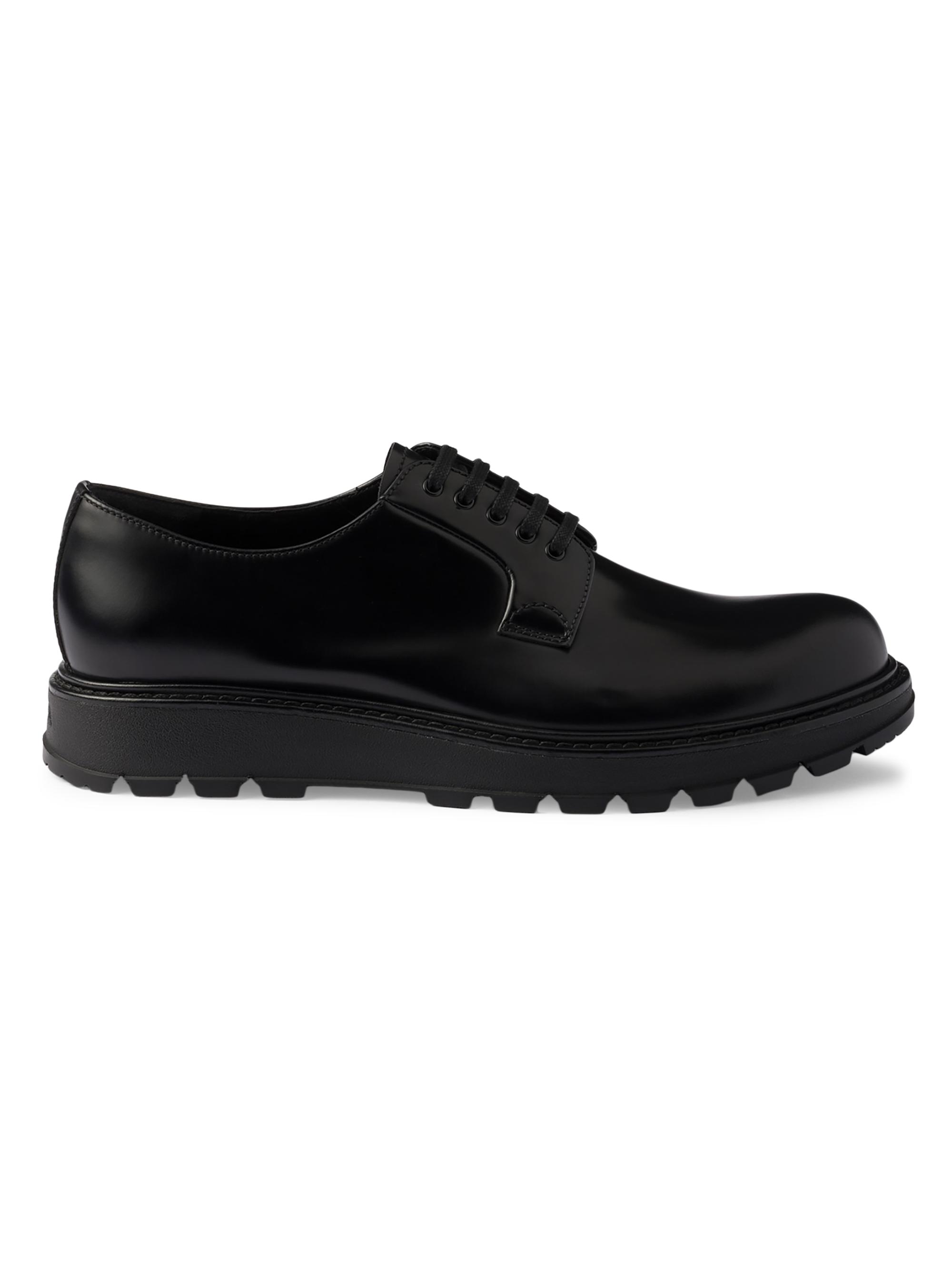 Prada Brushed Leather Derby Shoes | Saks Fifth Avenue