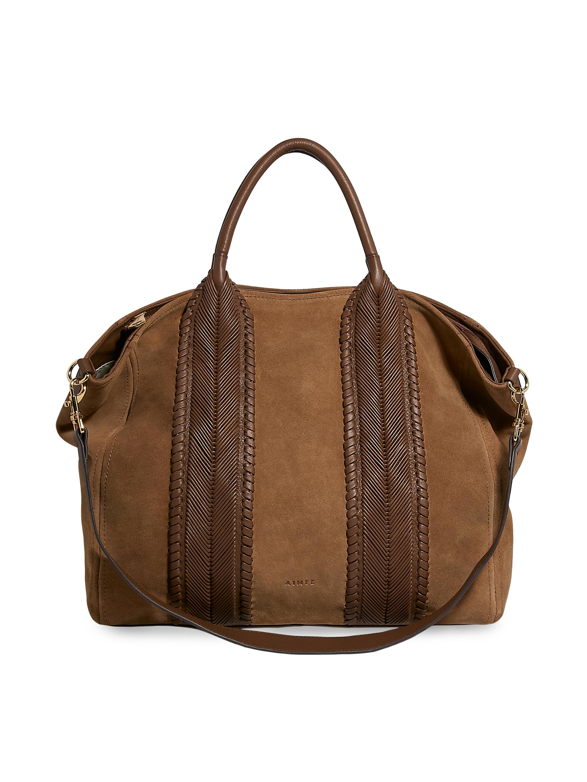 Aimee Kestenberg Women's All For Love Suede Convertible Top Zip Tote - Coffee Suede