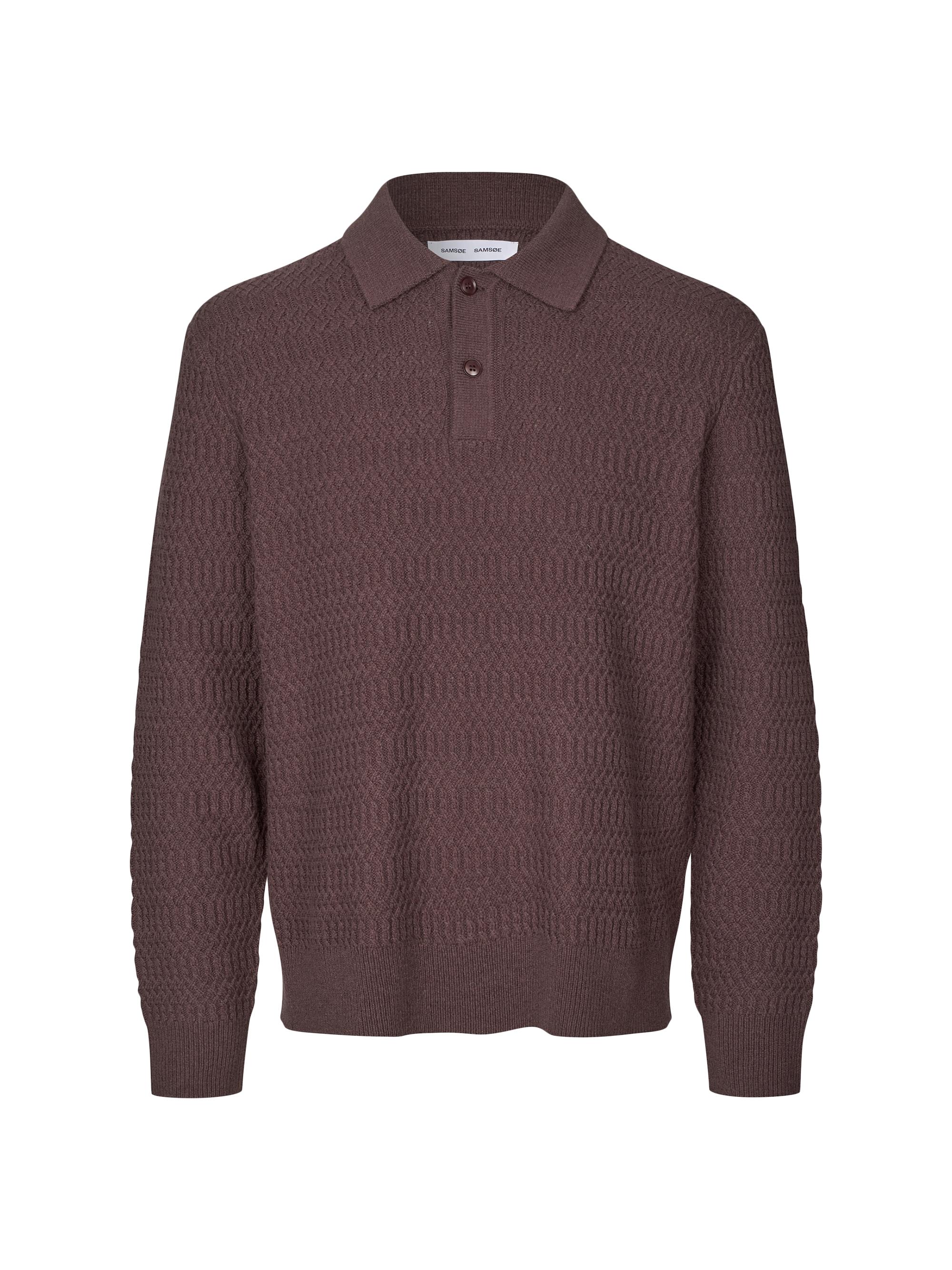 Samsoe Samsoe Men's Sacaiden Wool-Nylon Polo Sweater - Raisin