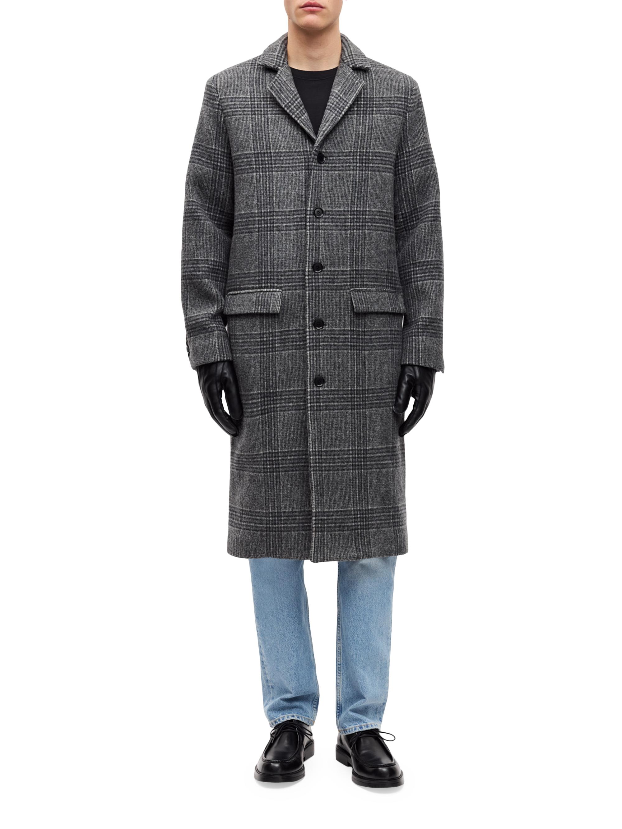Samsoe Samsoe Men's Satesfa X Plaid Wool-Nylon Coat - Grey Check