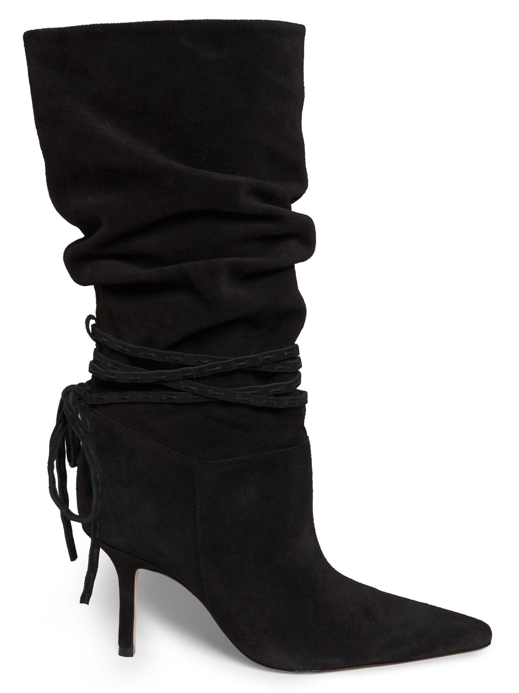Cinq à Sept Women's Samina Wrap Around Heel 85mm Suede Boots - Black | Thumbnail 7