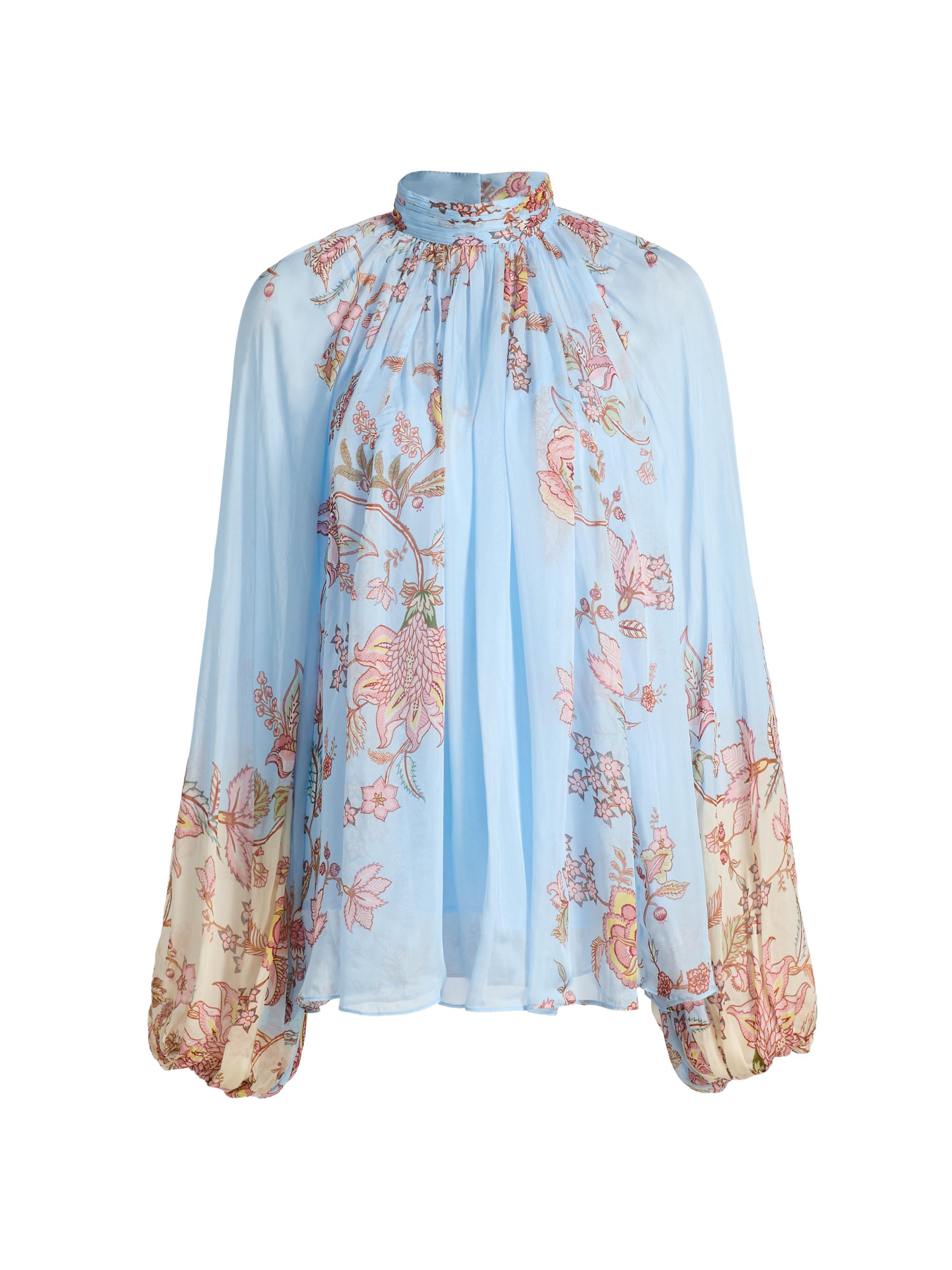 Hemant & Nandita Women's Riah Floral Blouse - Powder Blue