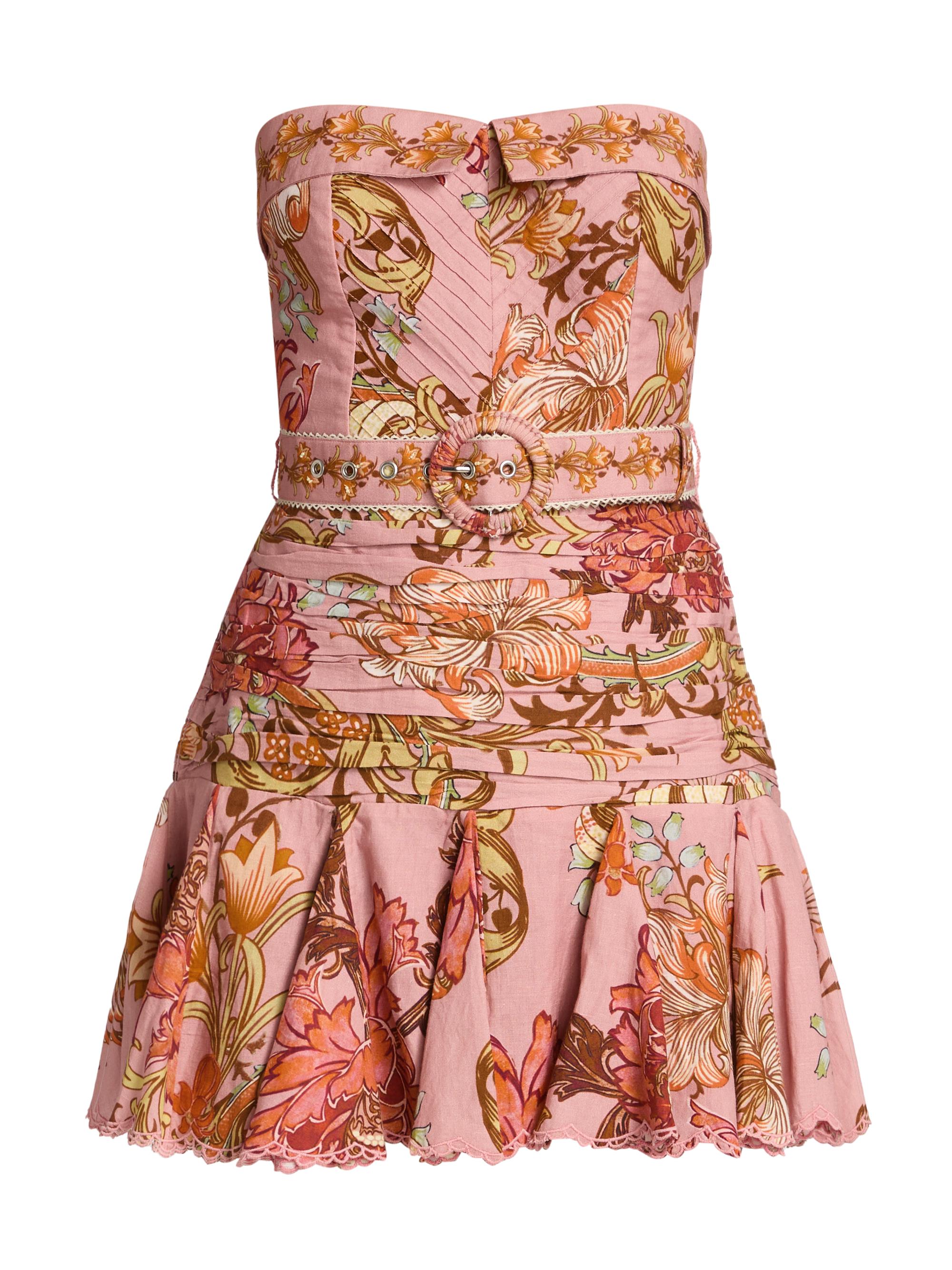 Hemant & Nandita Women's Sula Floral Linen-Cotton Belted Minidress - Dusty Pink