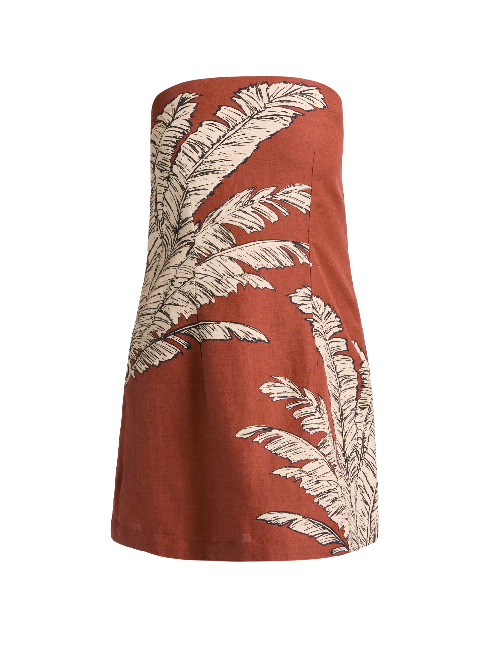 Hemant & Nandita Women's Palm Linen-Cotton Strapless Minidress - Terracotta