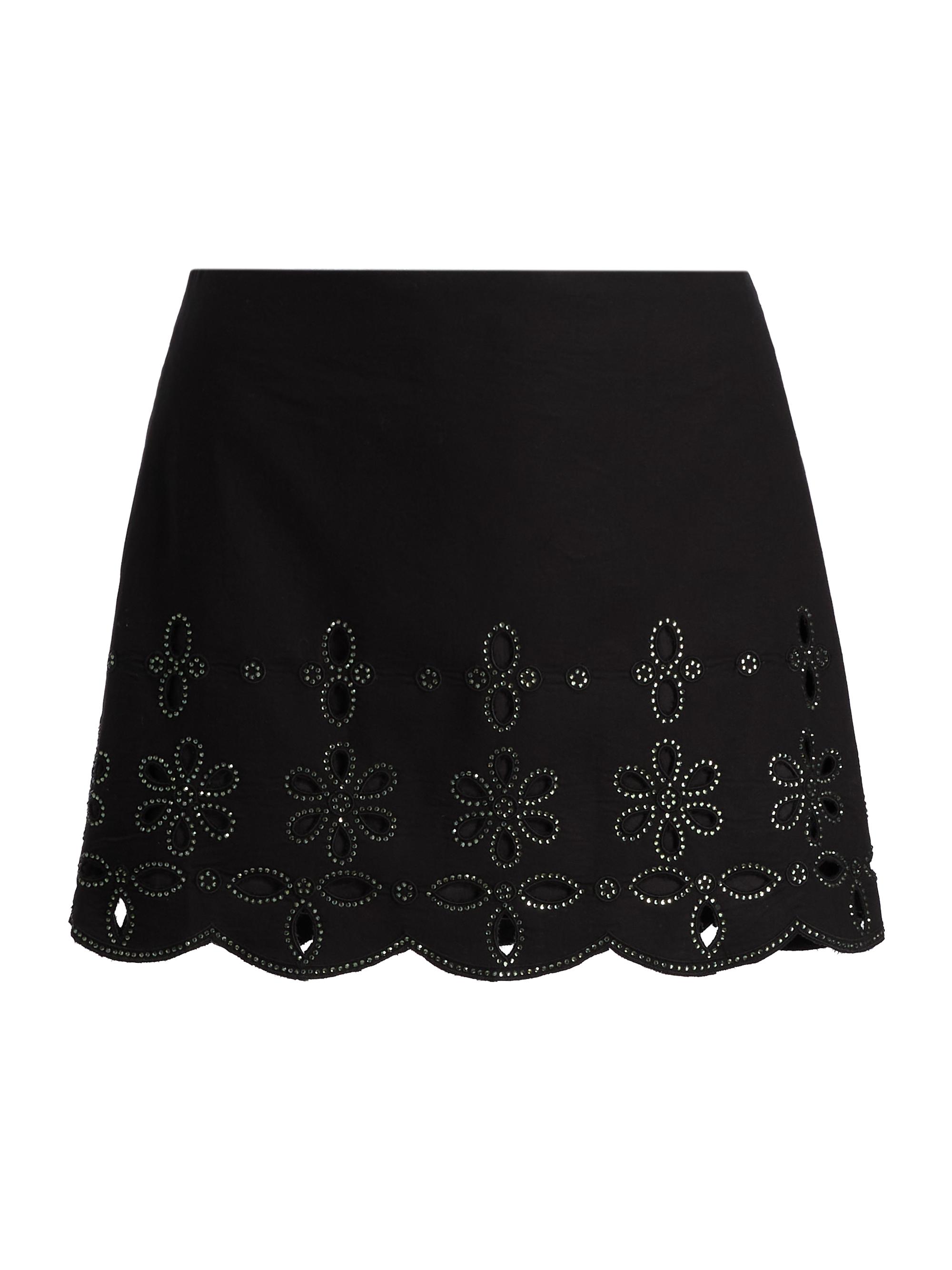 Hemant & Nandita Women's Hira Crystal-Embellished Floral Cotton Miniskirt - Black