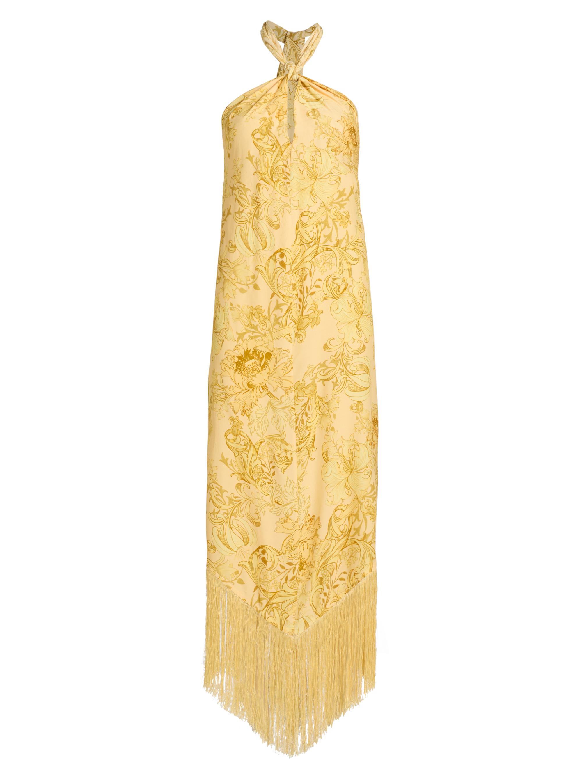 Hemant & Nandita Women's Zar Jacquard Fringed Maxi Dress - Yellow