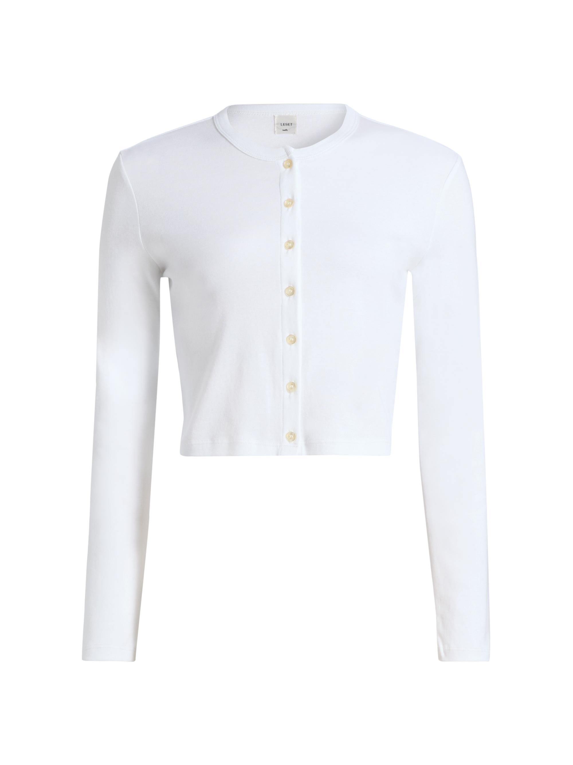 Leset Women's Nando Cotton Crop Cardigan - White