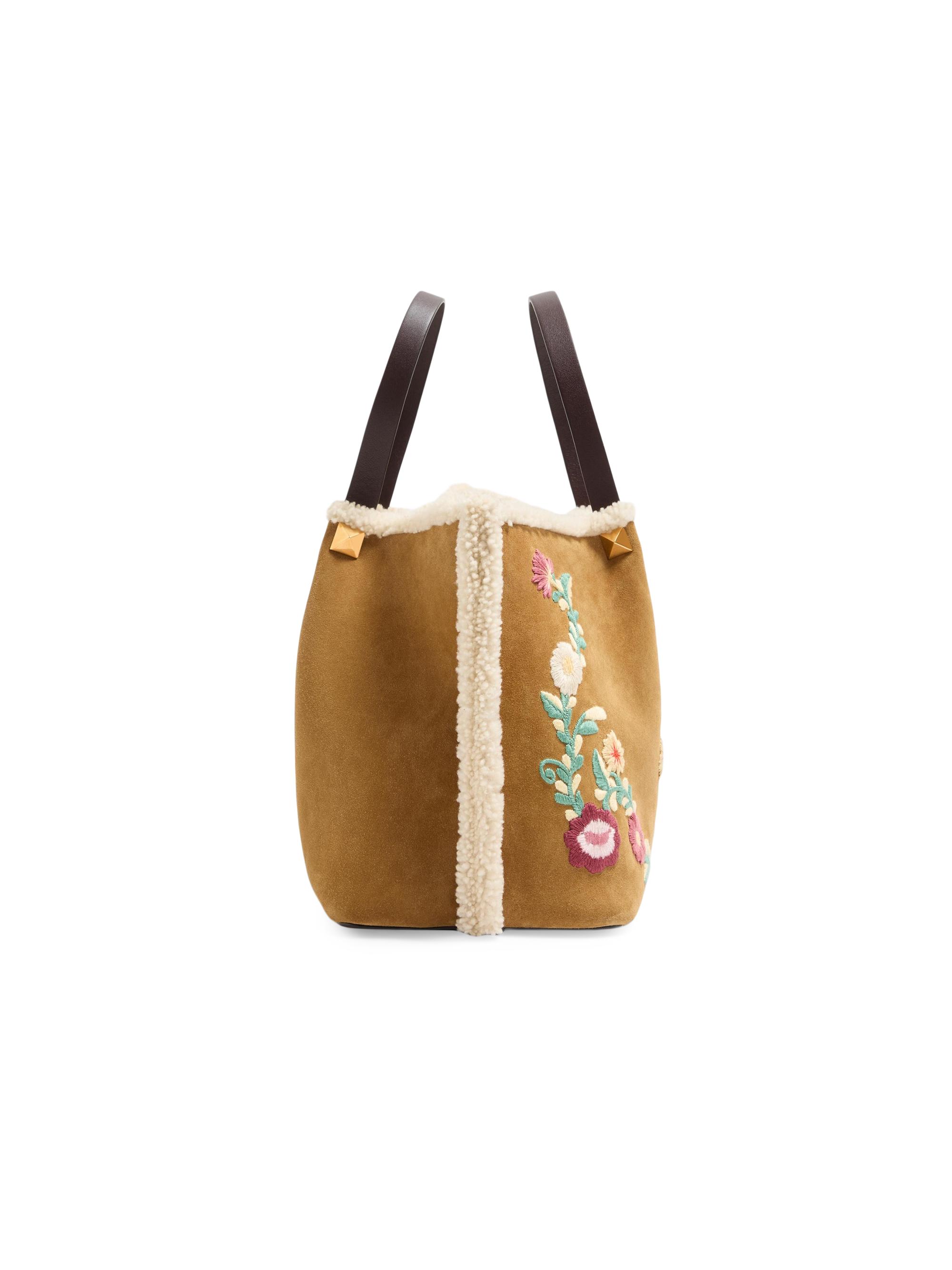 Valentino Garavani Medium Shopping Bag in Embroidered Suede with