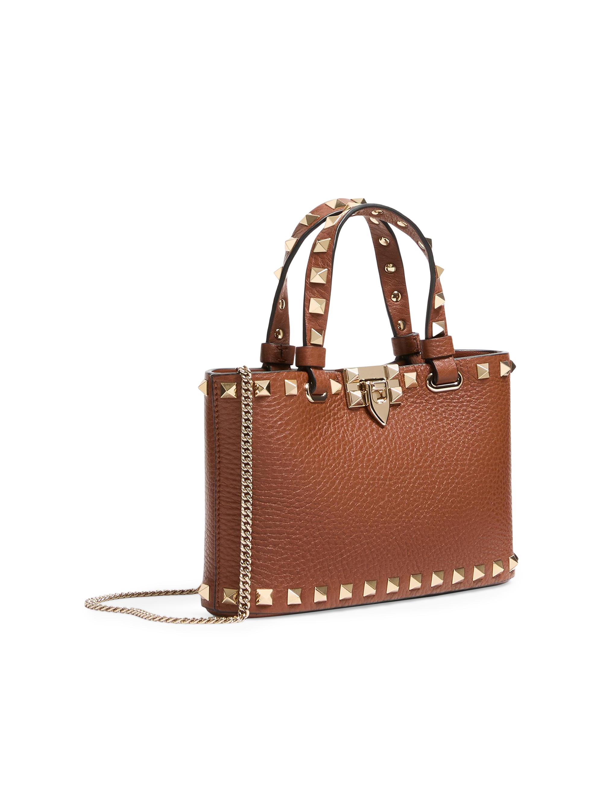 Valentino Garavani Mini Rockstud Top Handle Bag in Grainy Calfskin