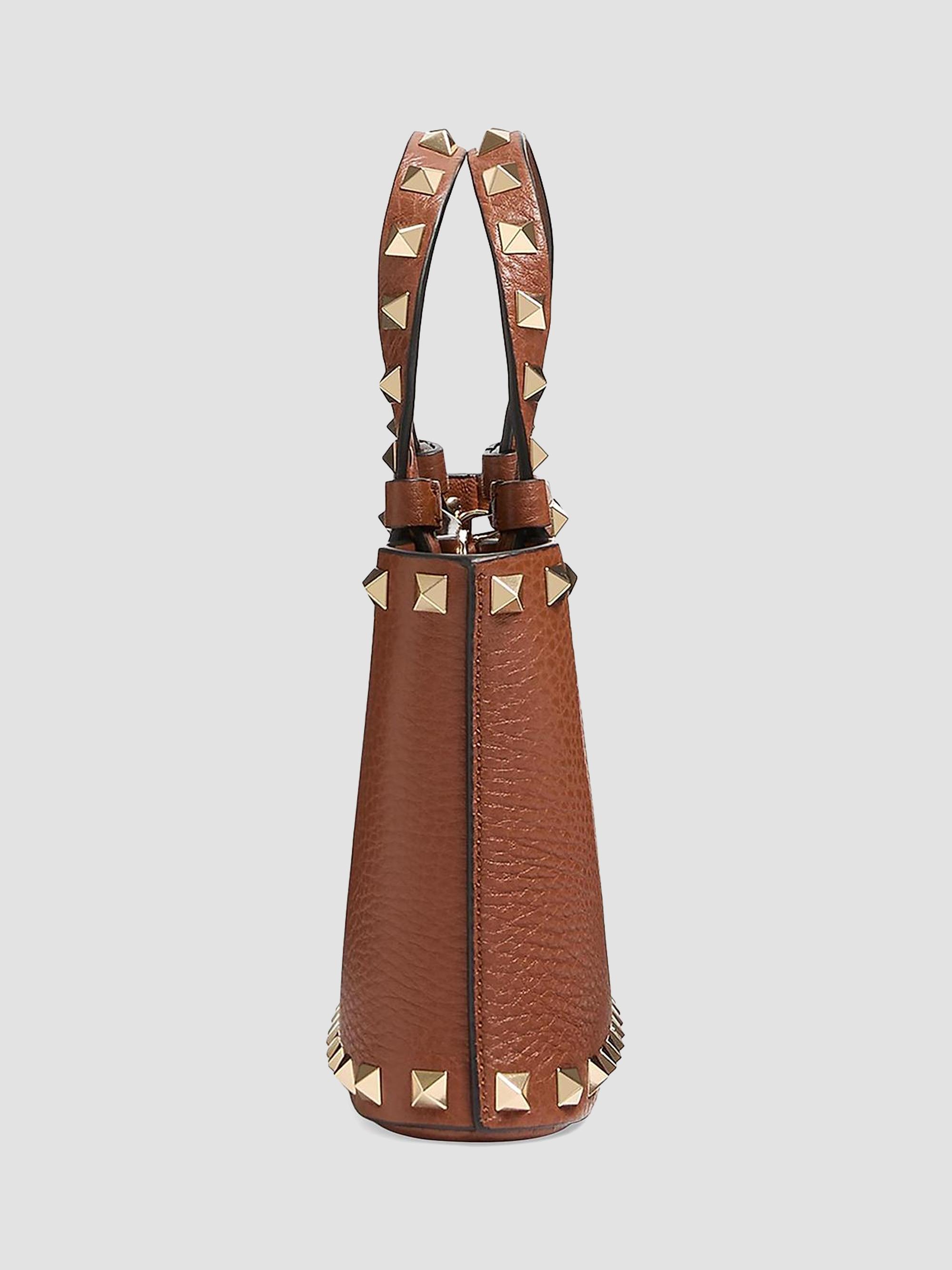 Valentino Garavani Mini Rockstud Top Handle Bag in Grainy Calfskin