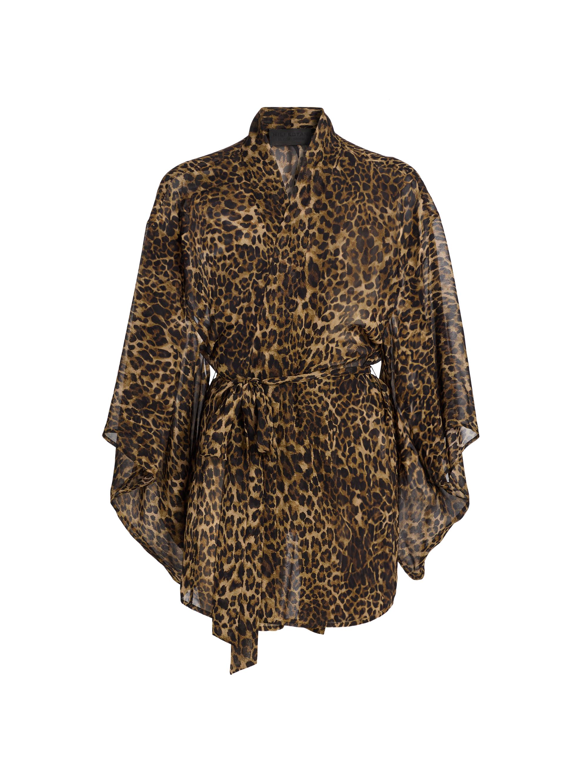Nili Lotan Women's Kima Leopard-Print Silk Kimono-Style Cover-Up - Vintage Leopard Print