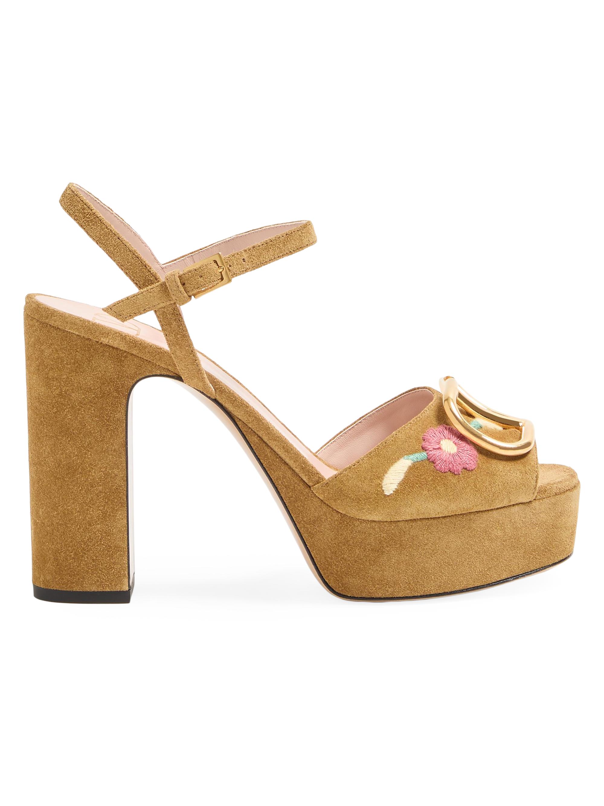 Valentino Garavani Women's VLogo Signature 115MM Platform Sandals in Split Leather - Havana Beige