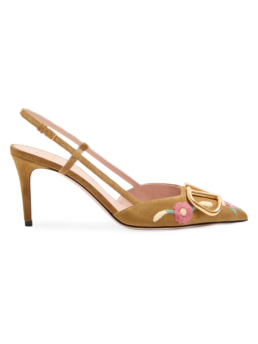Valentino Garavani VLogo Signature 80MM Slingback Pumps in Crust
