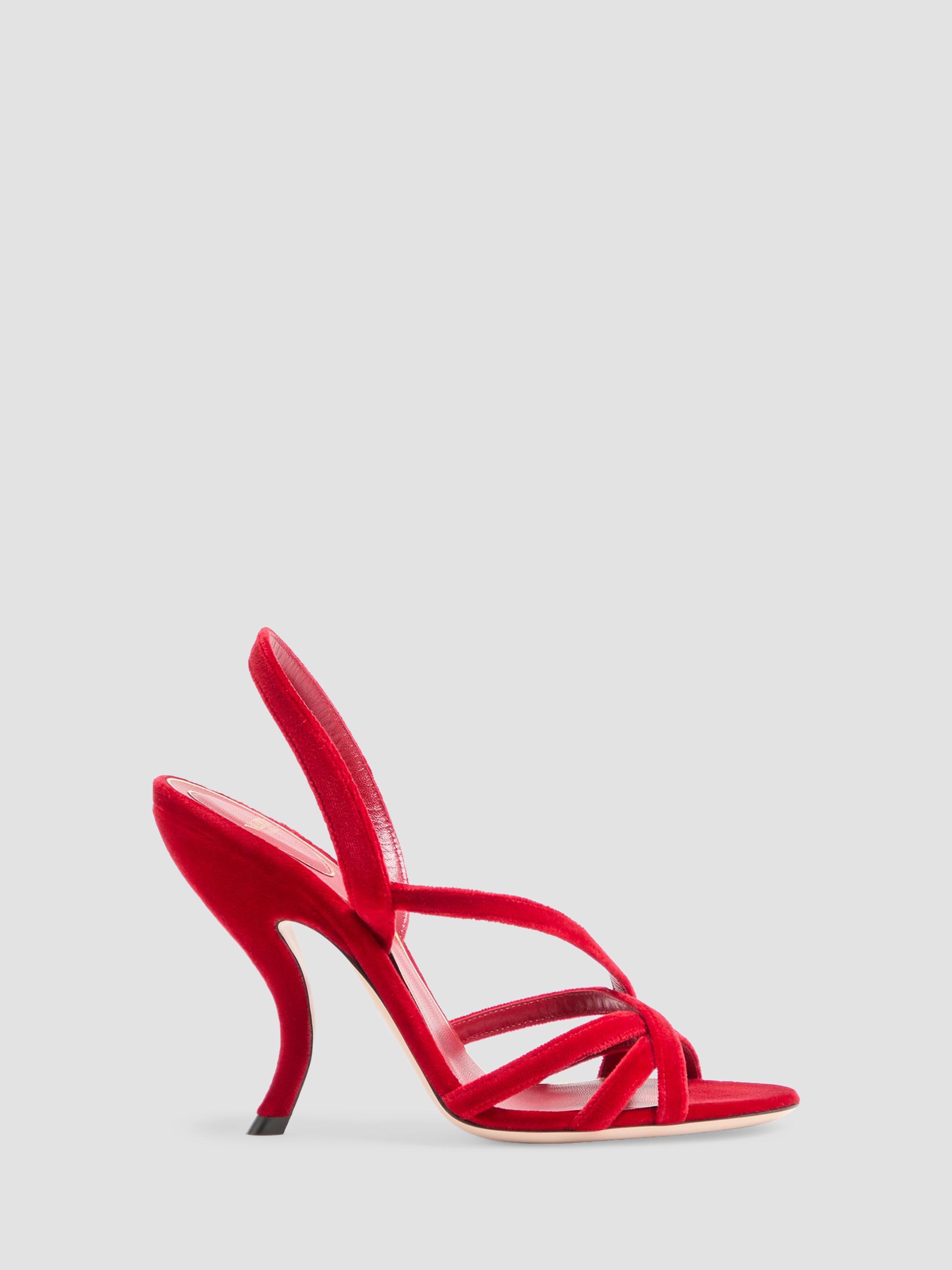 Valentino Garavani Women's Fetishique Velvet 105MM Sandals - Rosso Valentino | Thumbnail 5
