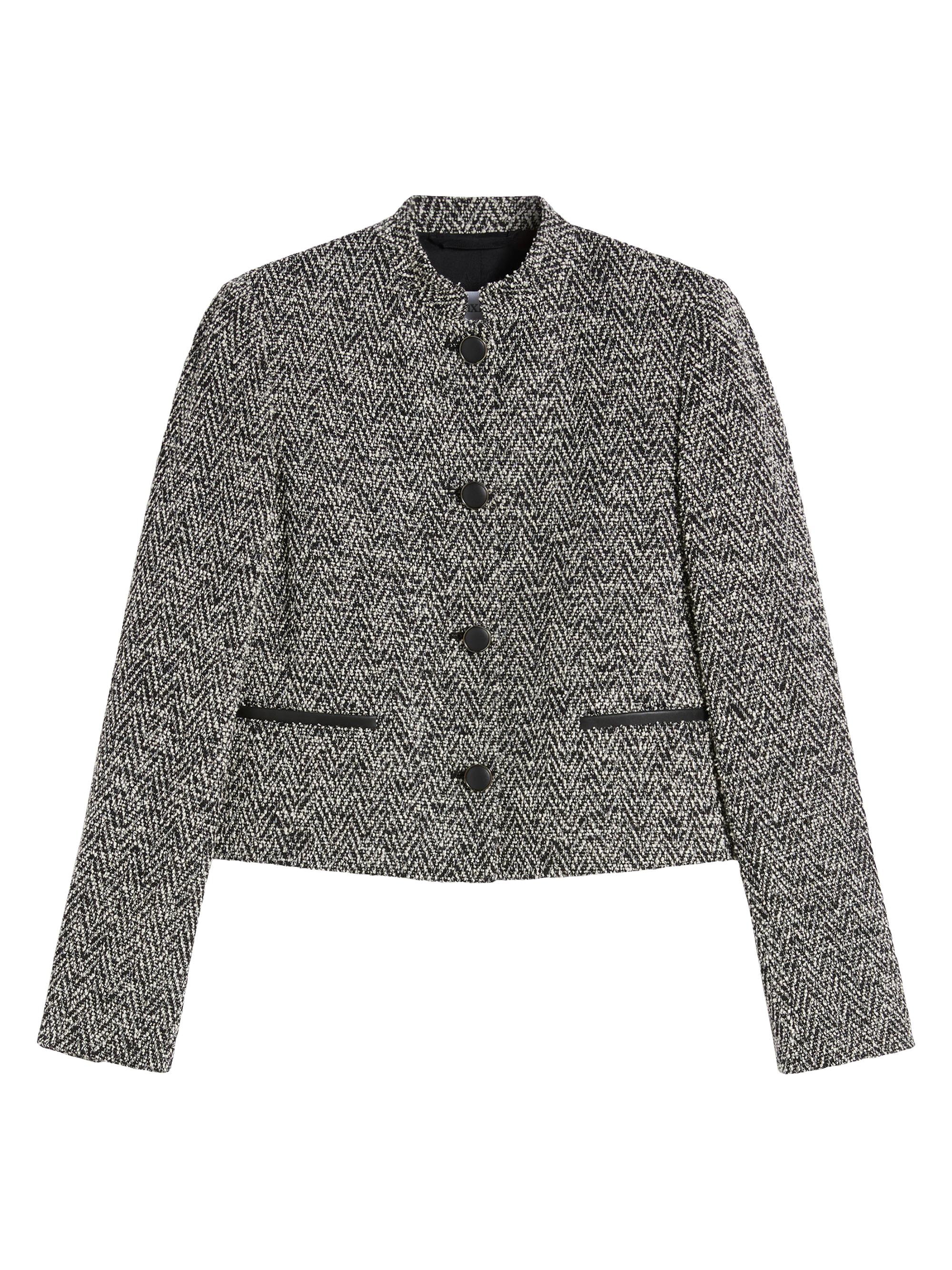 Max Mara Women's Bouclé Jersey Cropped Jacket - Black Chevron