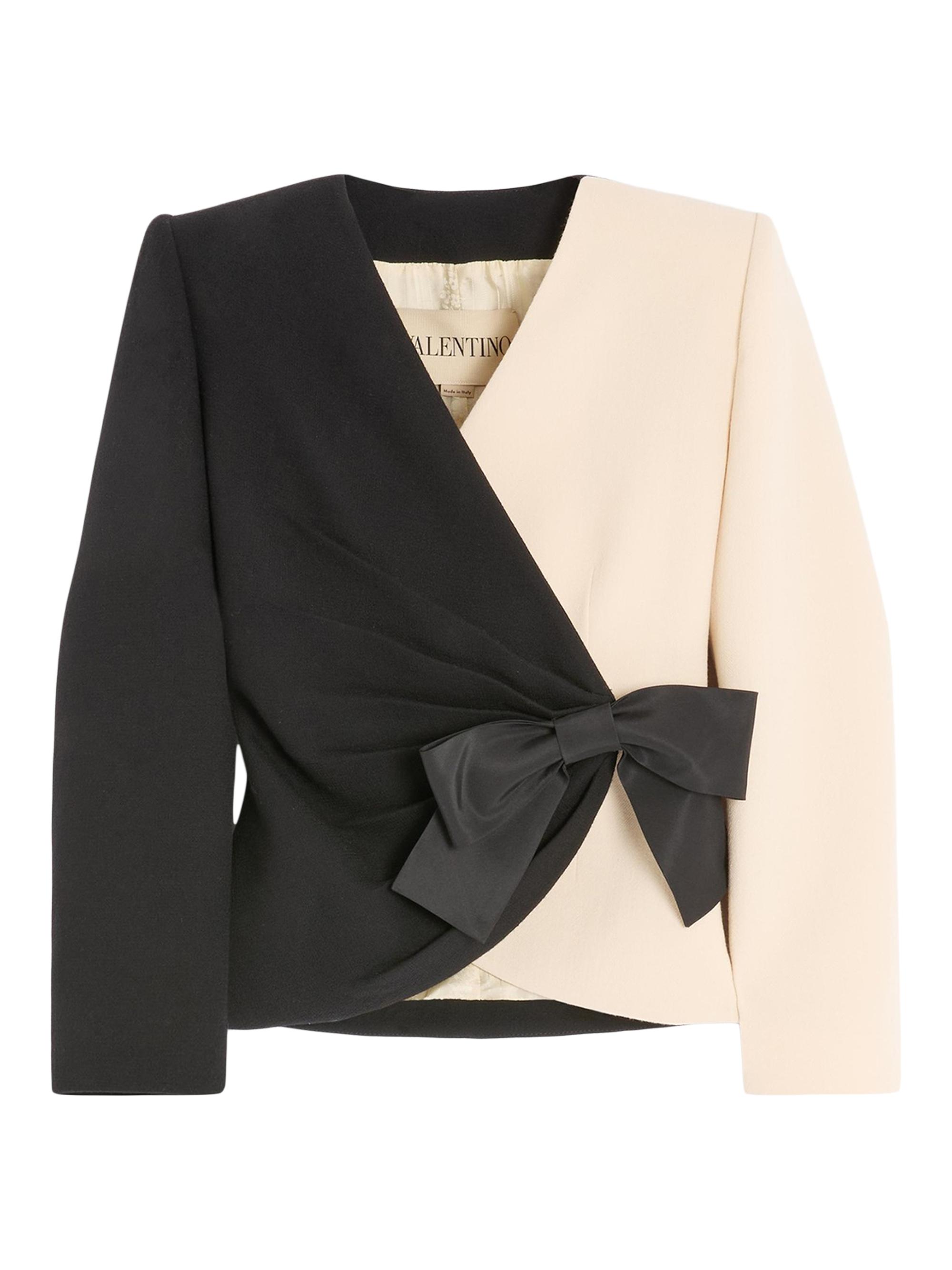 Valentino Garavani Women's Wool Crepe Jacket with Contrasting Bow - Black Birch