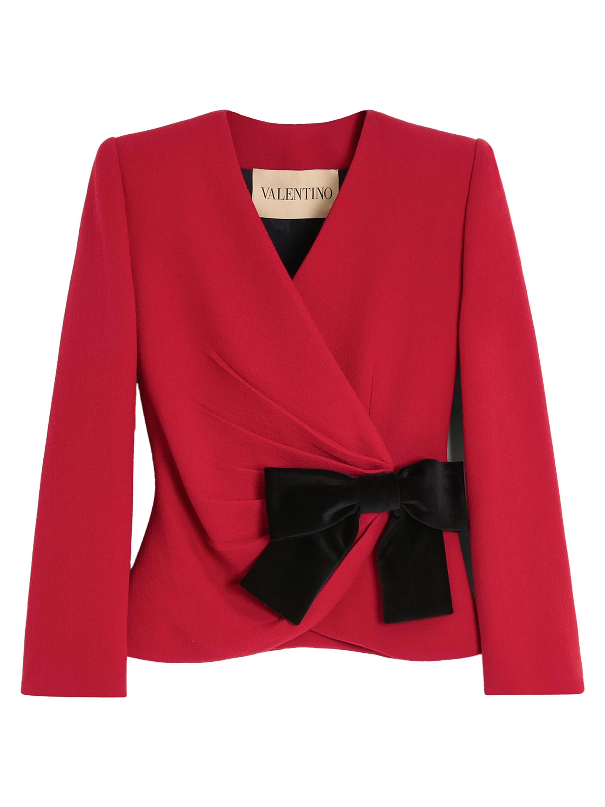 Valentino Garavani Women's Wool Crepe Jacket with Contrasting Bow - Paris Black