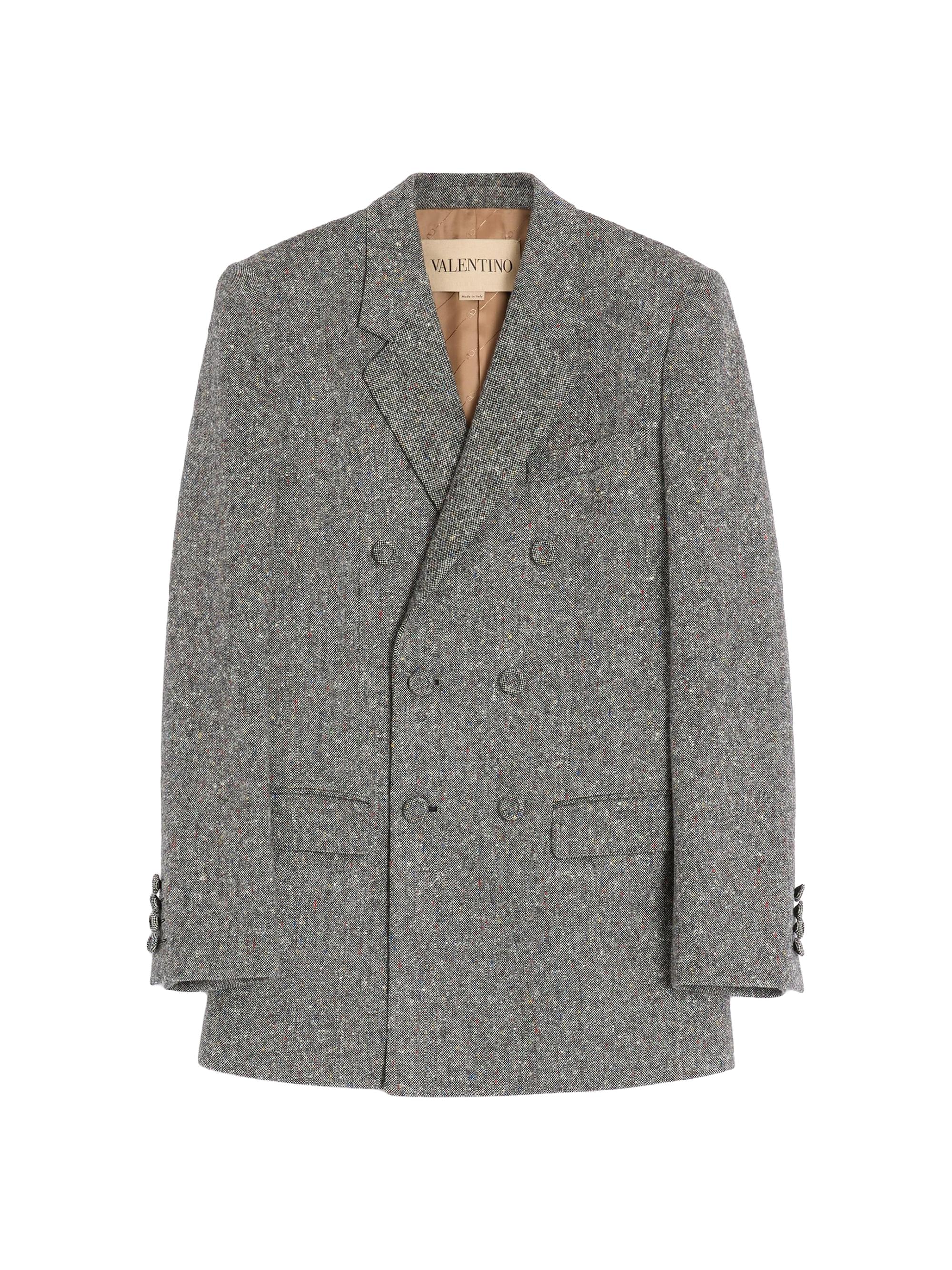 Valentino Garavani Single-Breasted Wool Jacket with Check Pattern