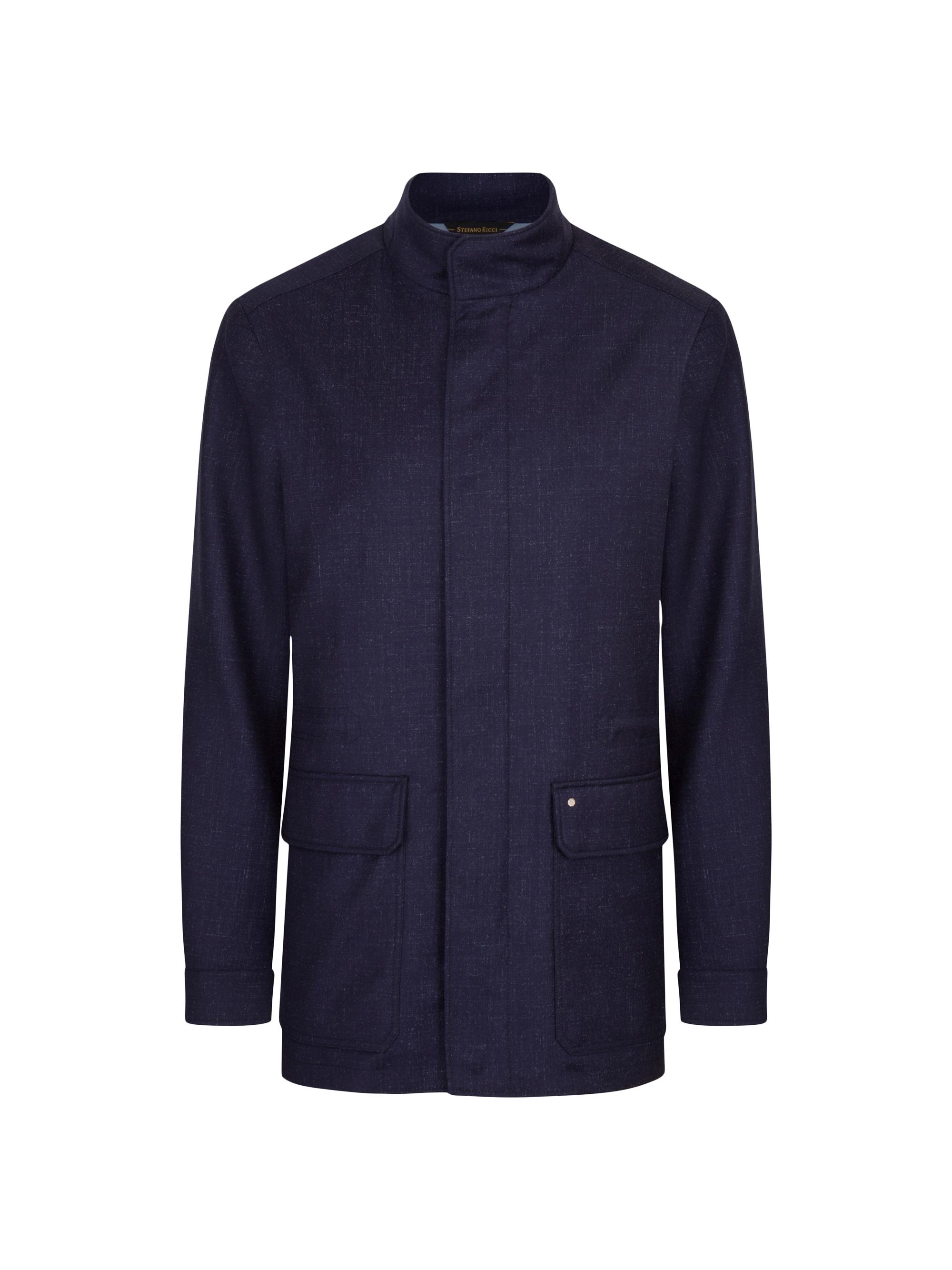 Stefano Ricci Men's Field Jacket in Fine Wool and Silk Blend - Saphire Blue