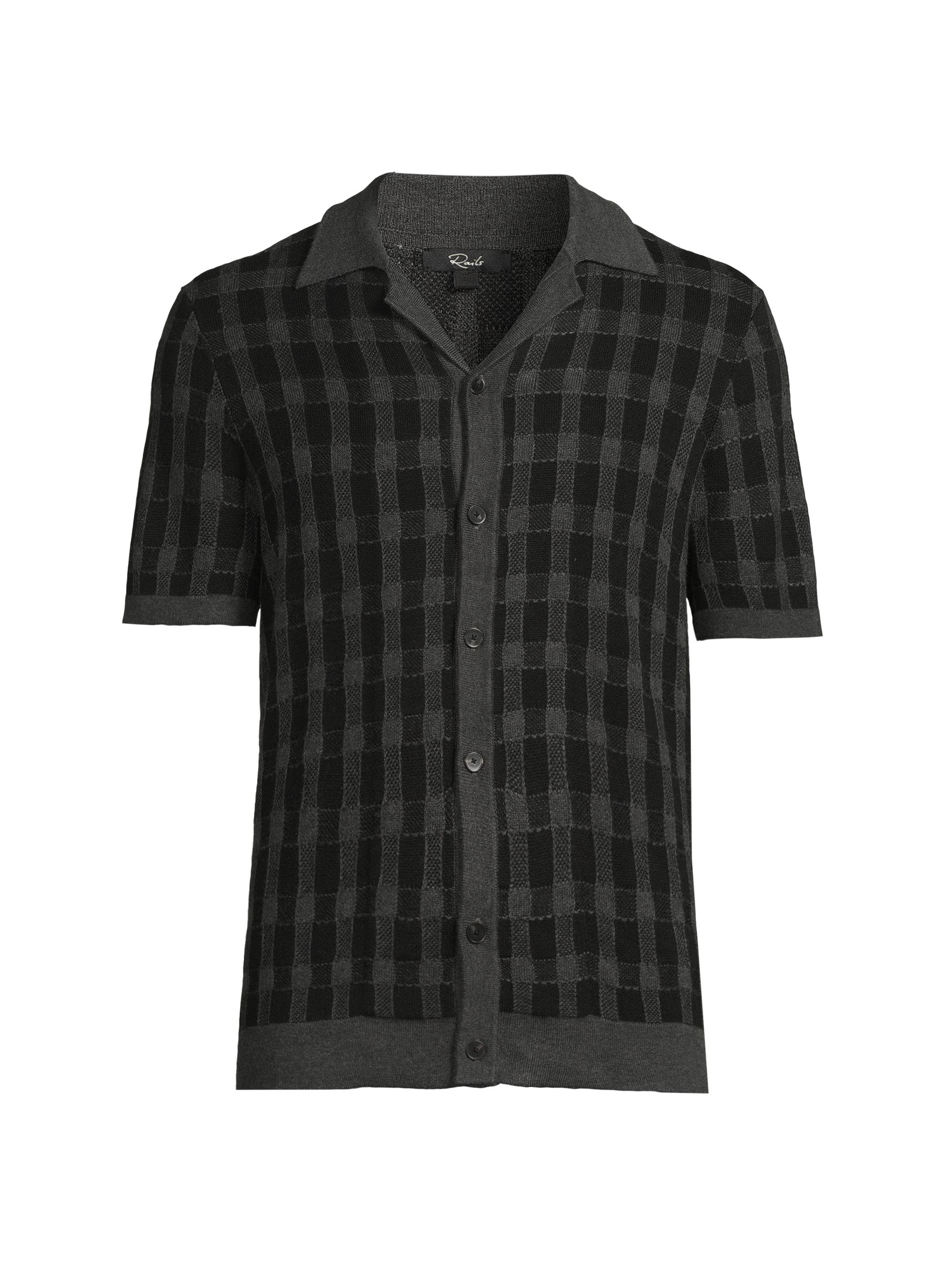 Rails Men's Ronan Plaid Knit Top - Charcoal Black