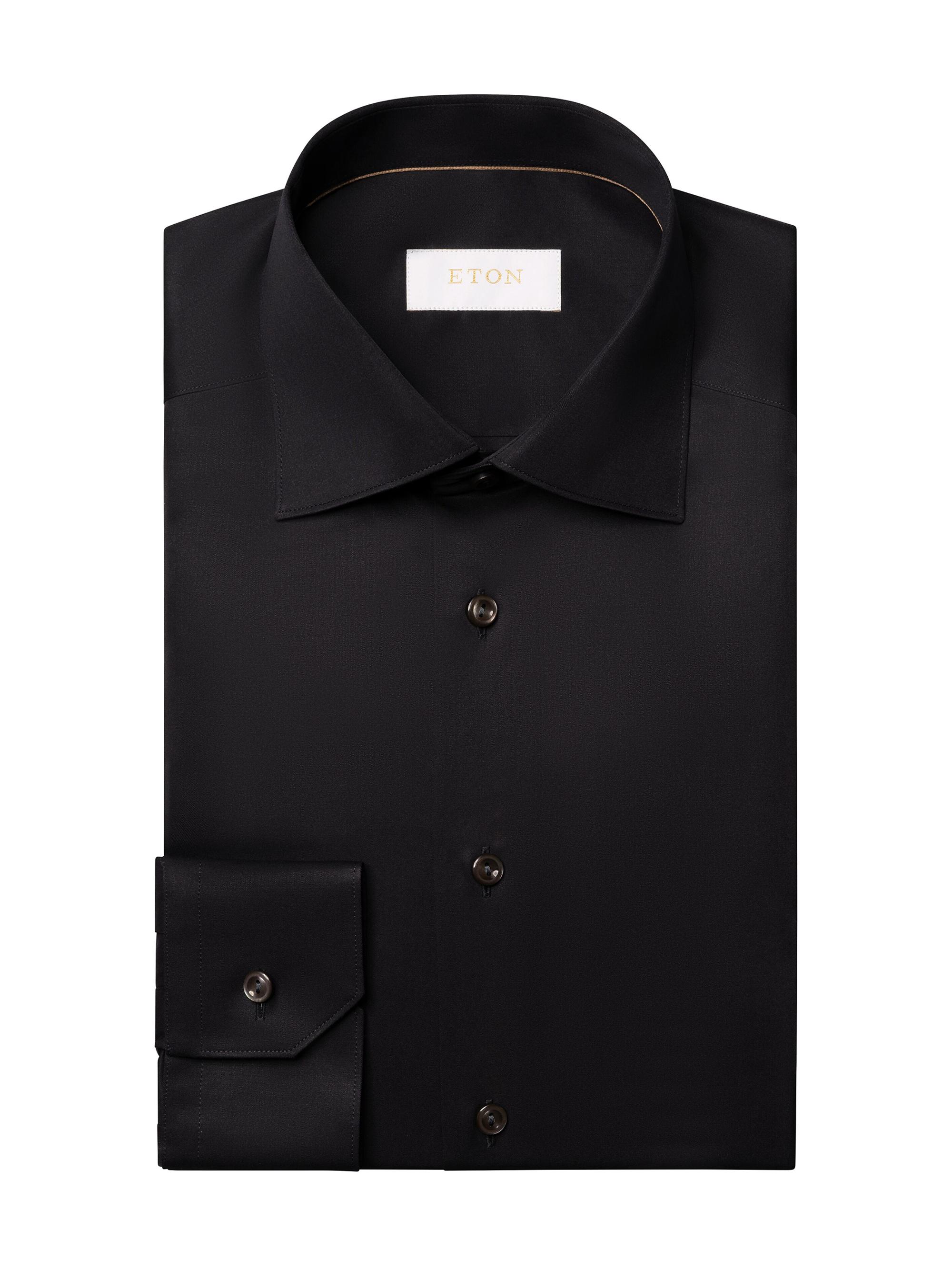 Eton Men's Slim-Fit Elevated Twill Shirt - Black