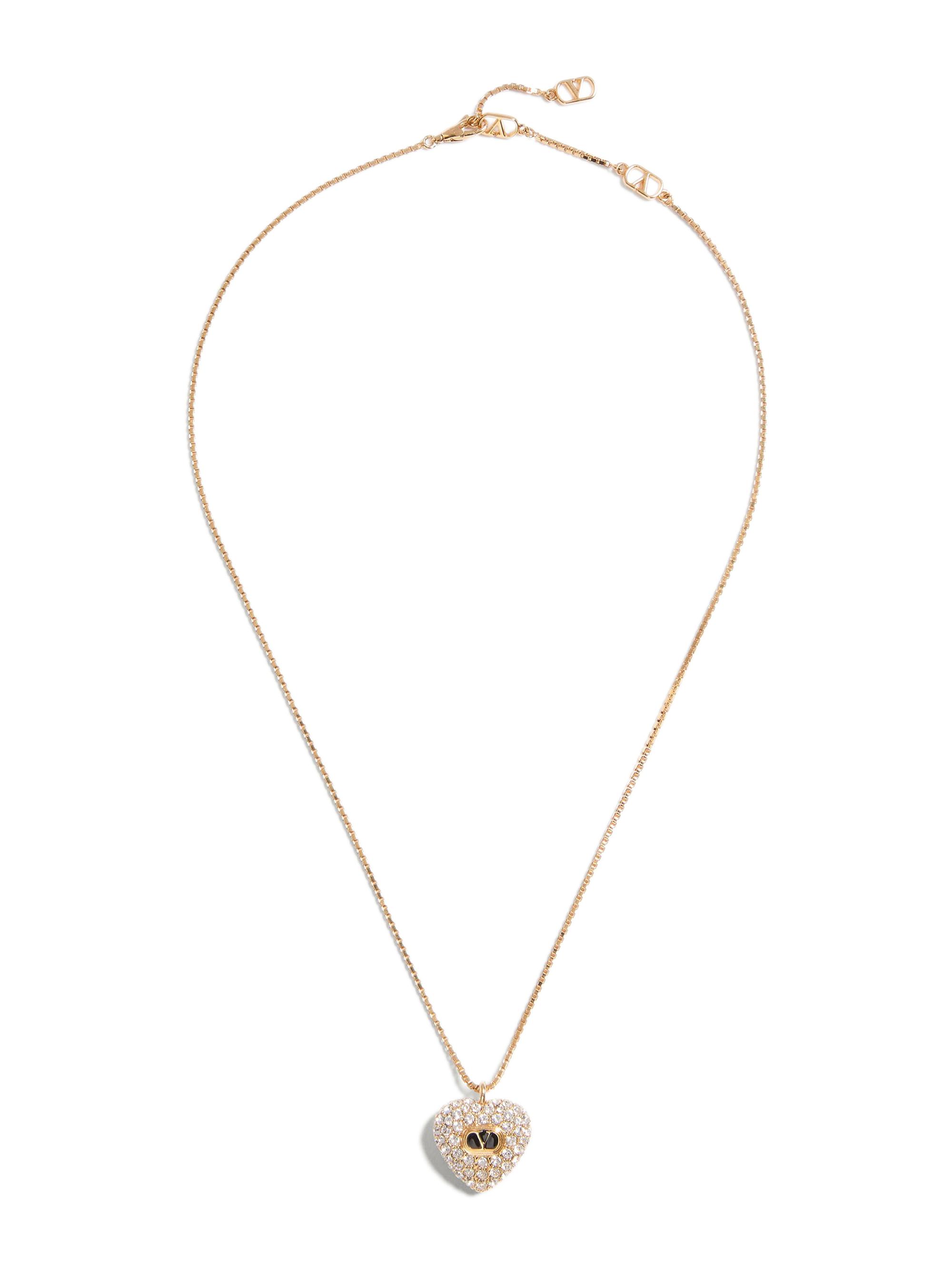 Valentino Garavani Women's Coeur Royal Necklace in Metal, Enamel and Swarovski Crystals - Gold Crystal