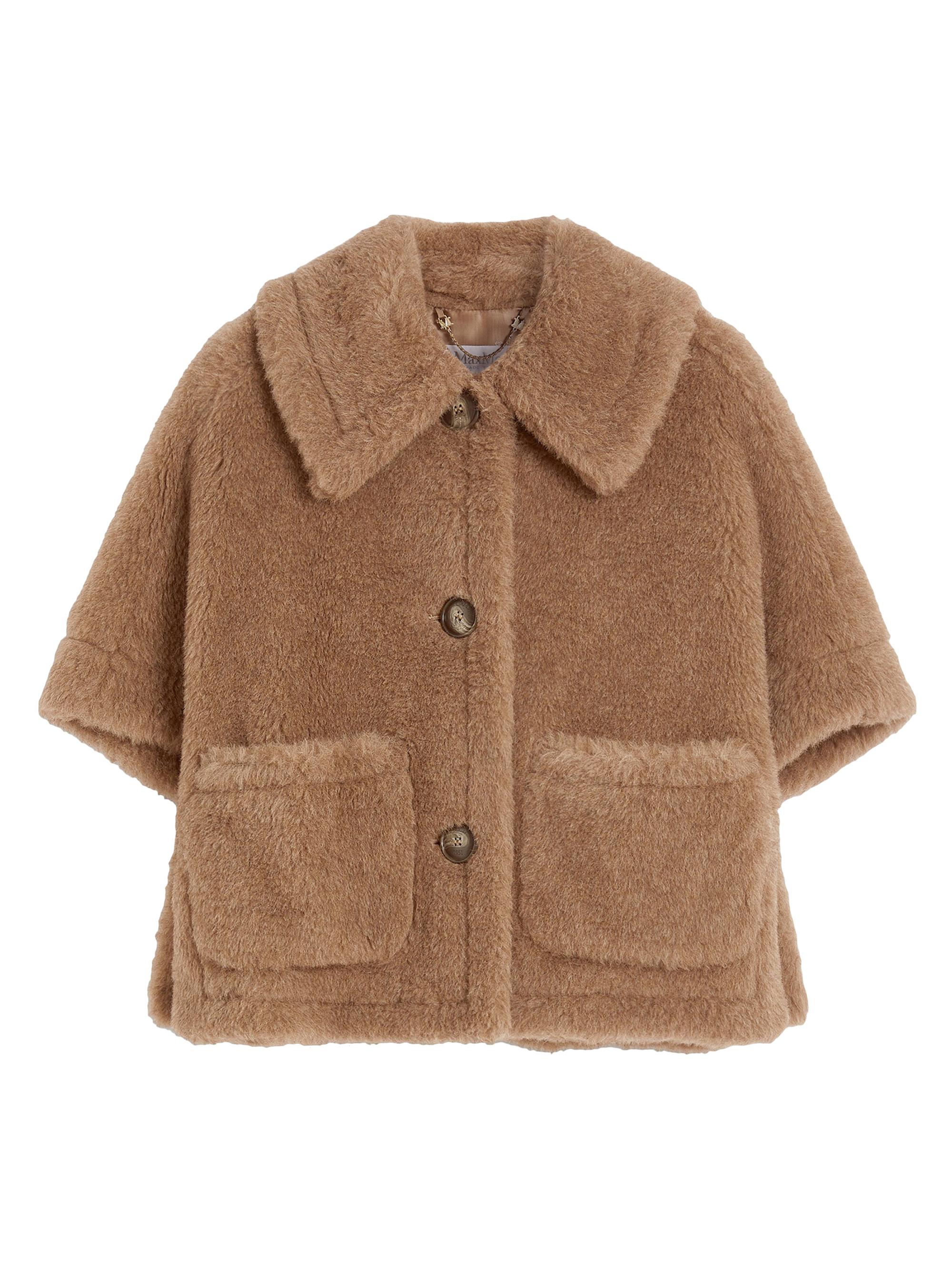 Max Mara Women's Boxy Cape in Alpaca and Cashmere Teddy Fabric - Bronze