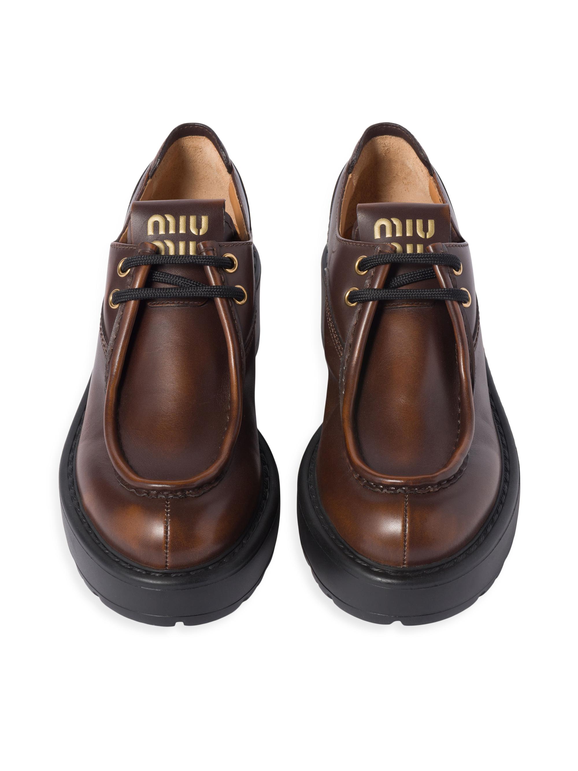 Miu Miu Laced Fumé Leather Loafers | Saks Fifth Avenue