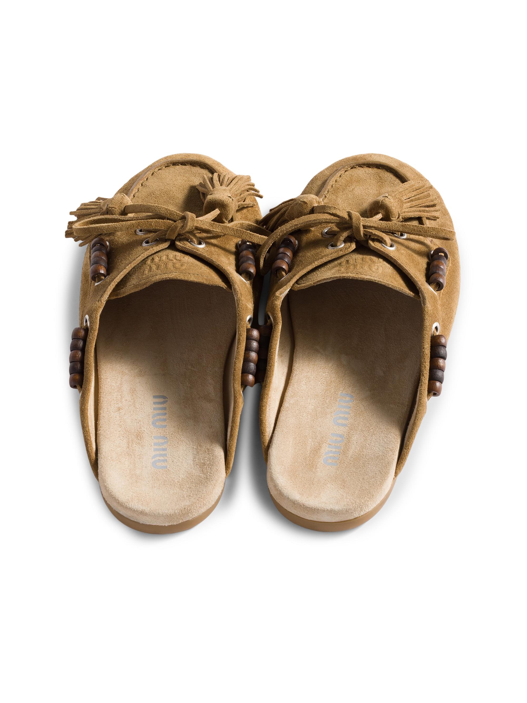 Miu Miu Suede Leather Mules | Saks Fifth Avenue