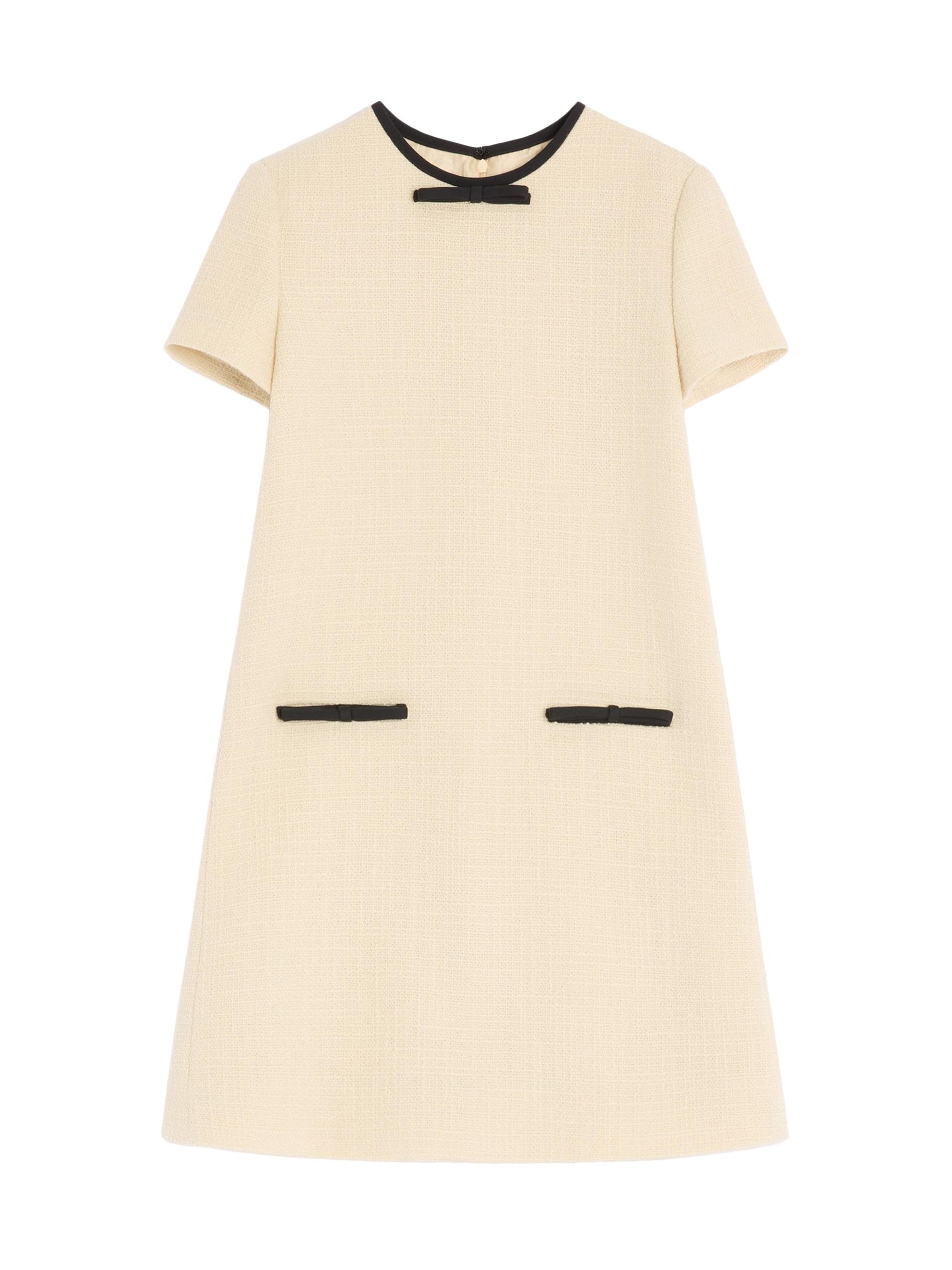 Valentino Garavani Women's Short Dress in Plain Wool Tweed - Almond Black