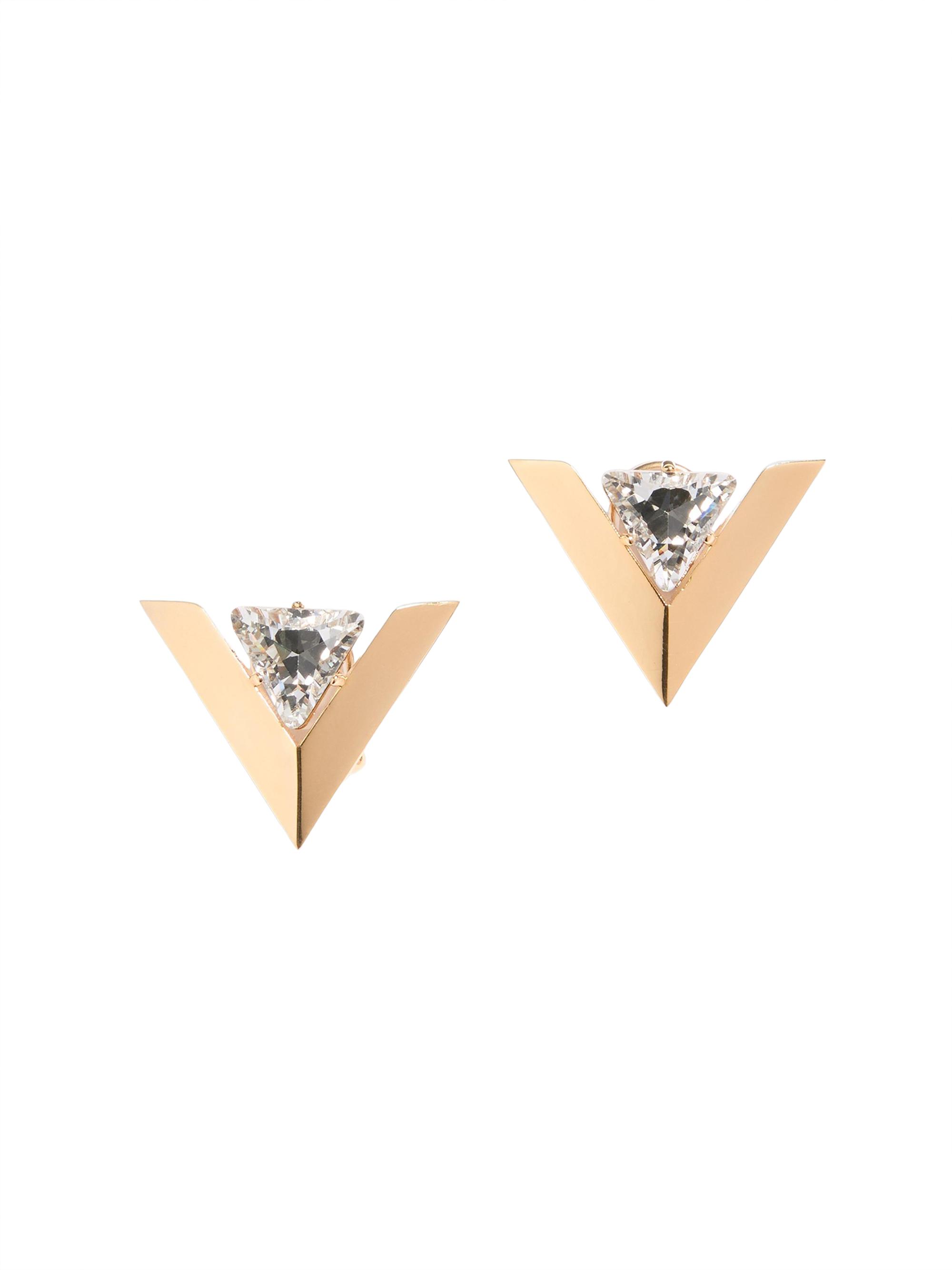 Valentino Garavani Women's Je Les V Metal and Crystal Earrings - Gold Crystal